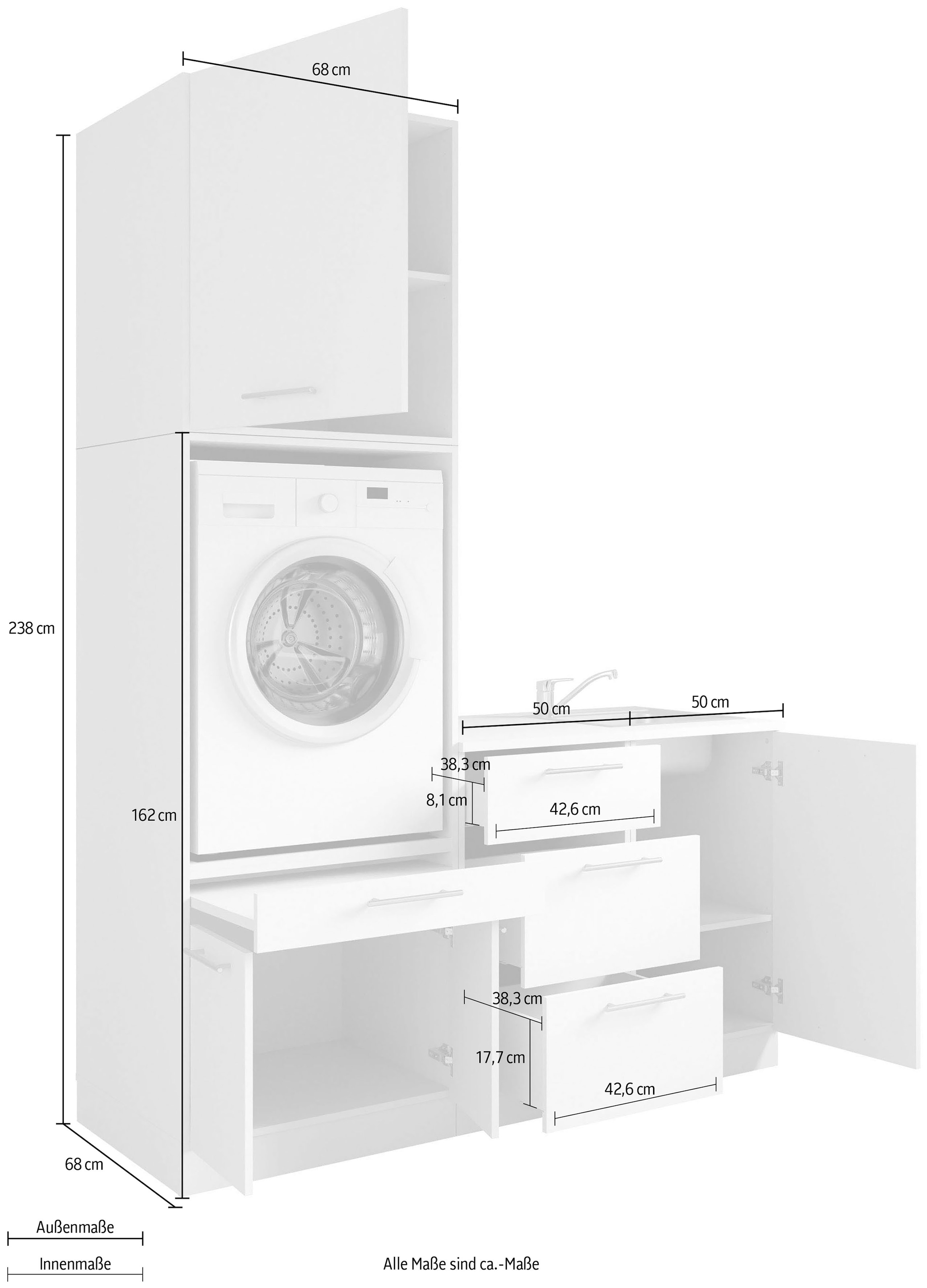 Laundreezy Mehrzweckschrank-Set »Laundreezy, 4-tlg. Mehrzweckschrank-Set B/H/T 168/238/68 cm« 4 Stk. tlg.