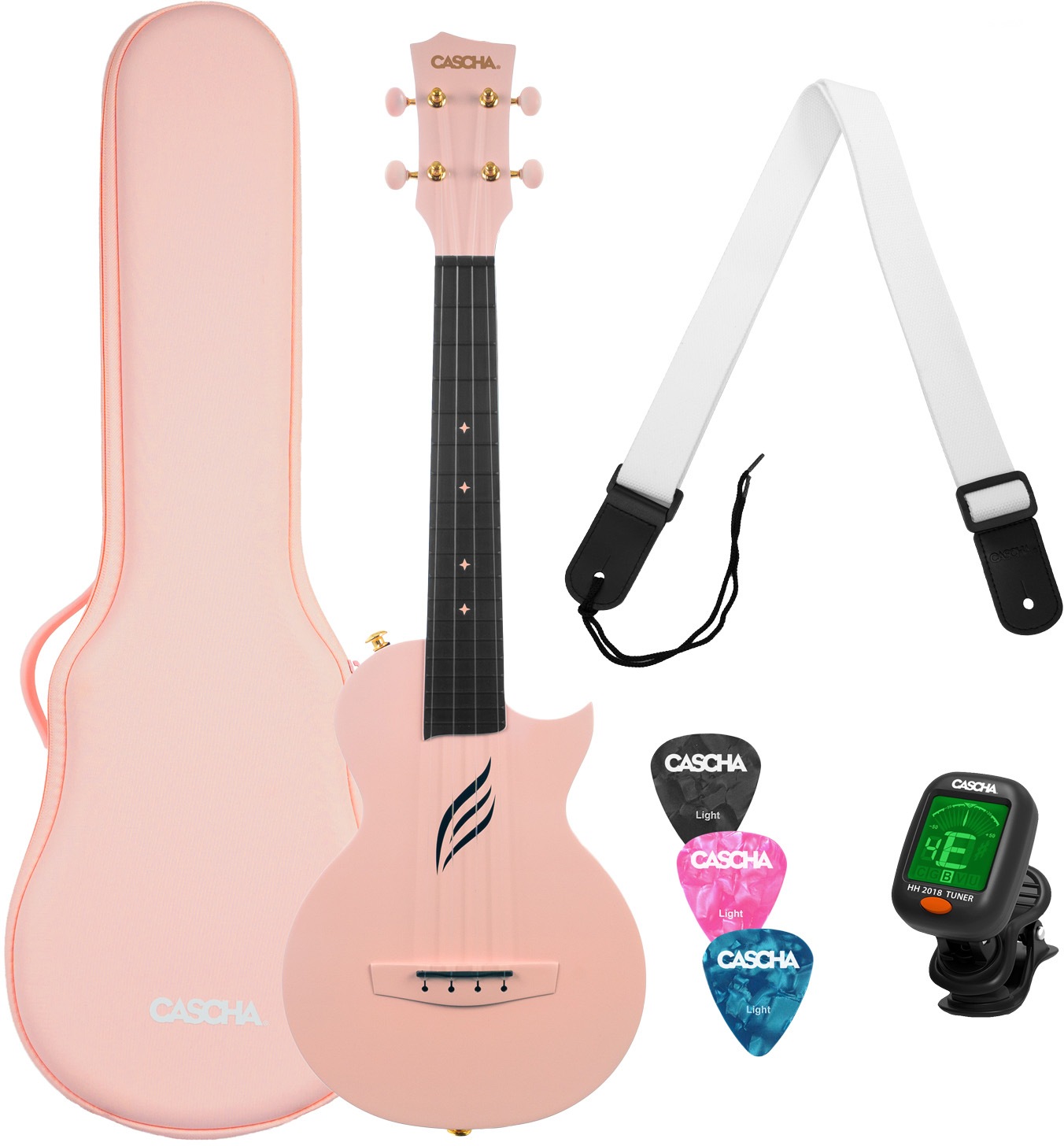 Cascha Ukulele »Carbon Fibre, Pink«, mit Soft-Case, Ukulelengurt, Plektren und Stimmgerät kaufen