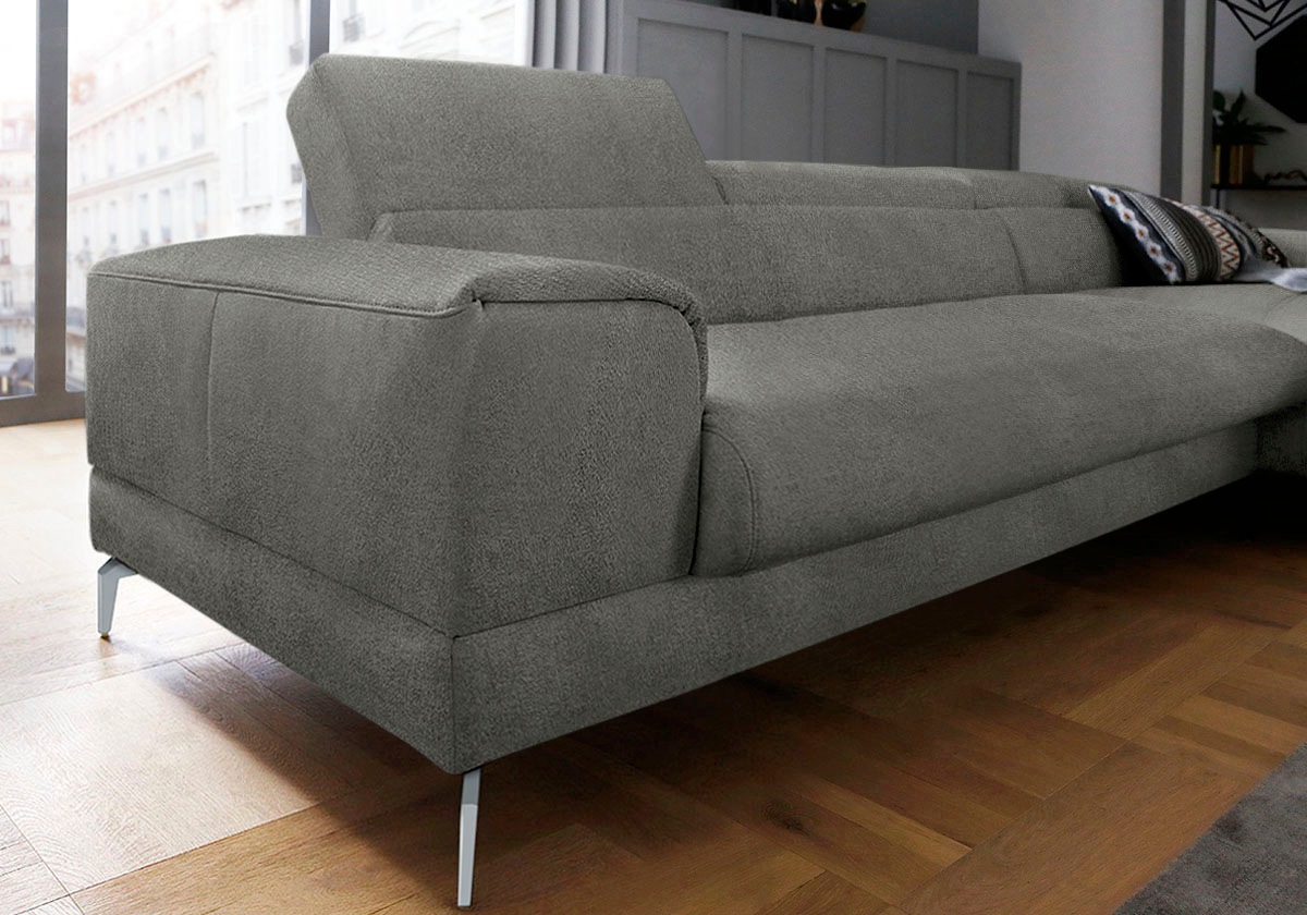W.SCHILLIG Ecksofa »piedroo, Designsofa mit tollem Sitzkomfort, bequem und elegant, L-Form«, Kopfteilverstellung, wahlweise mit Sitztiefenverstellung, Breite 343cm
