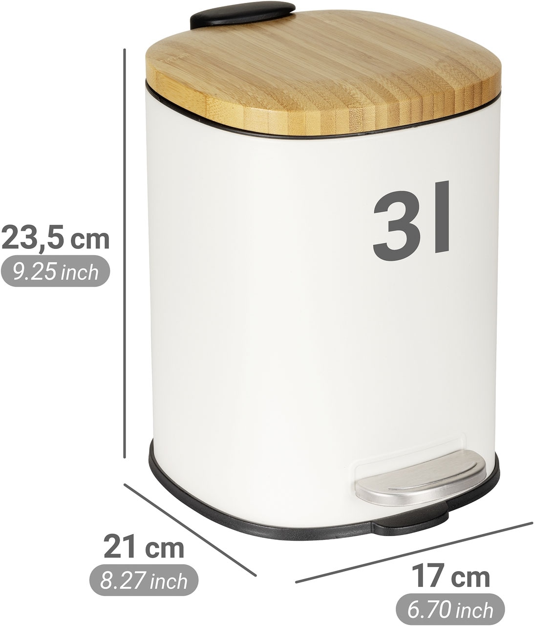 WENKO Kosmetikeimer »Fianema« fürs Badezimmer, Easy-Close-Mechanik, Inneneimer: 3 L
