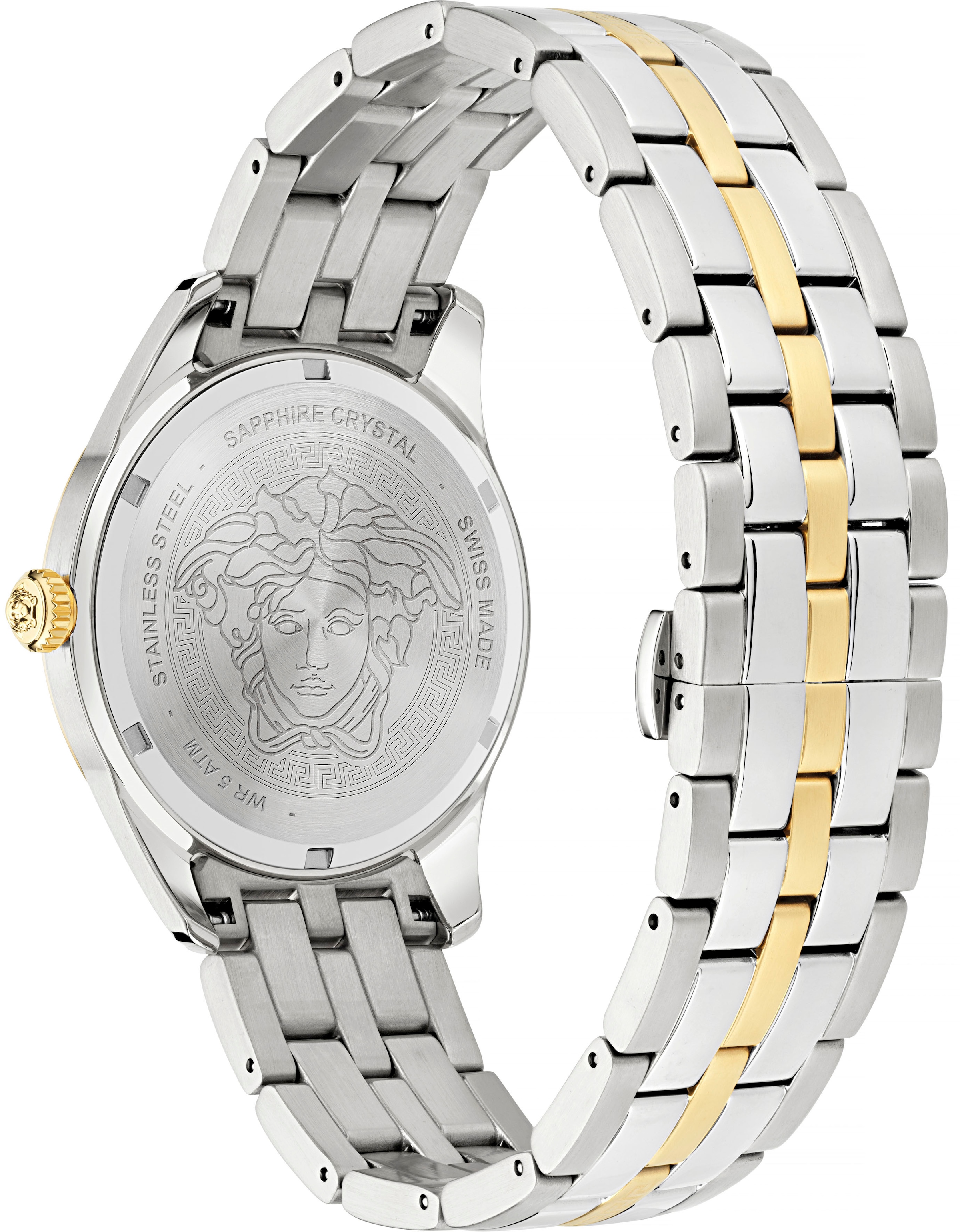 Versace Quarzuhr »GRECA TIME GMT, VE7C00623«, Armbanduhr, Herrenuhr, Datum, Swiss Made, Leuchtzeiger, 2. Zeitzone