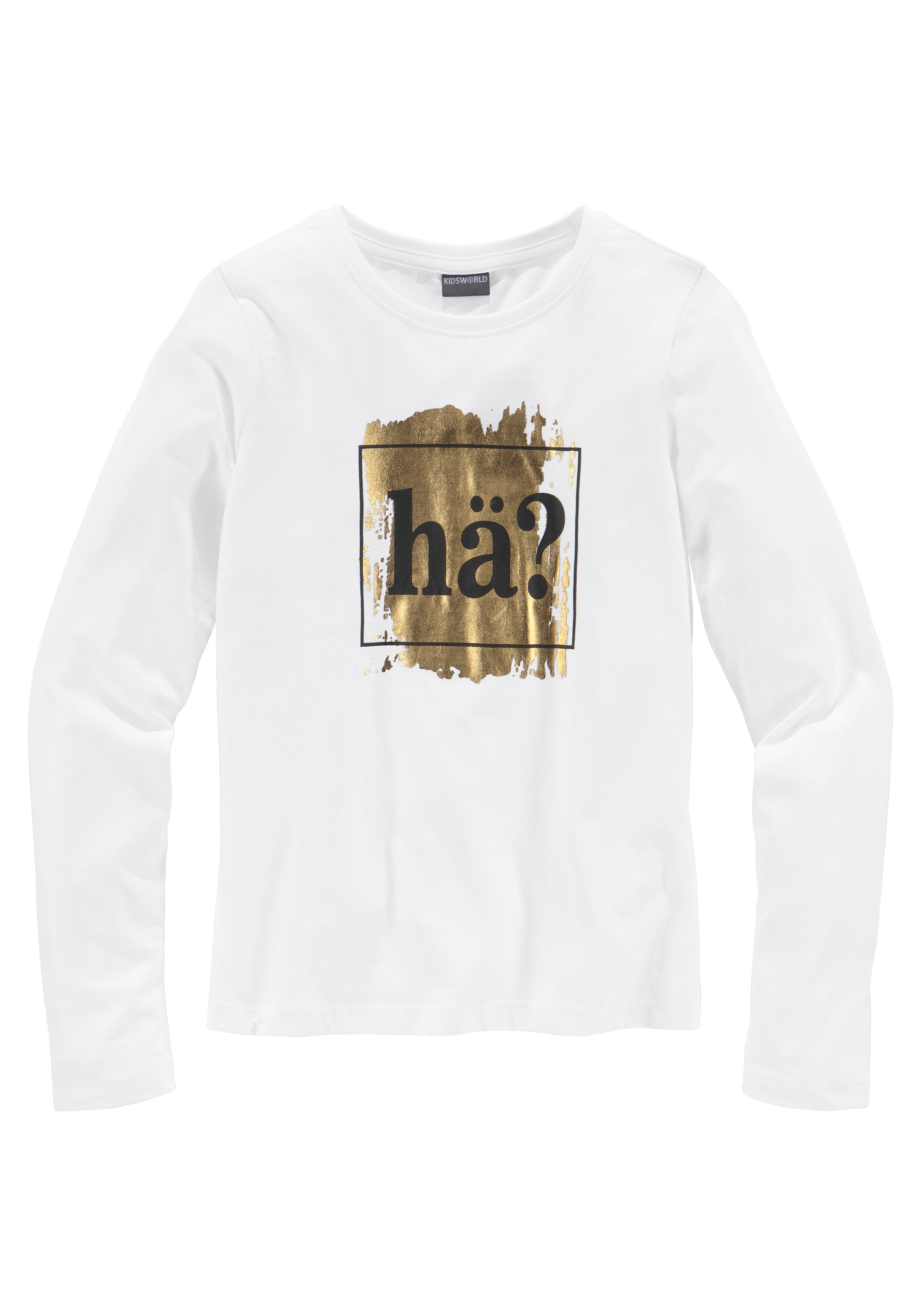 KIDSWORLD Langarmshirt »Sprücheshirt«, Langarm, taillierter Schnitt, mit stylischem Druck