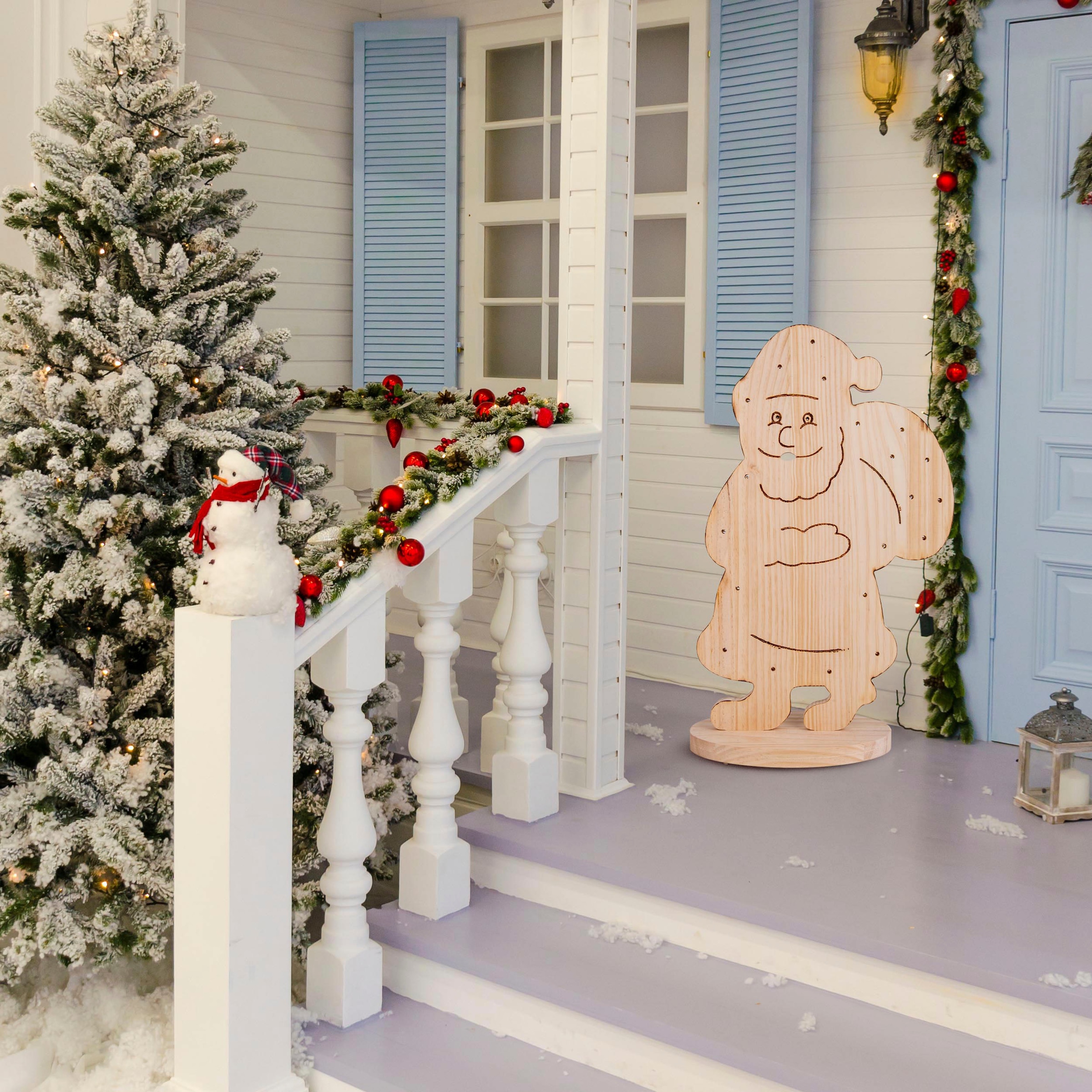 »Santa, aus Jahren Batteriebetrieben Holz«, ca. LED online Dekoobjekt Höhe Holz-Stehleuchte, mit cm, | Garantie XXL näve 3 kaufen Weihnachtsdeko 80