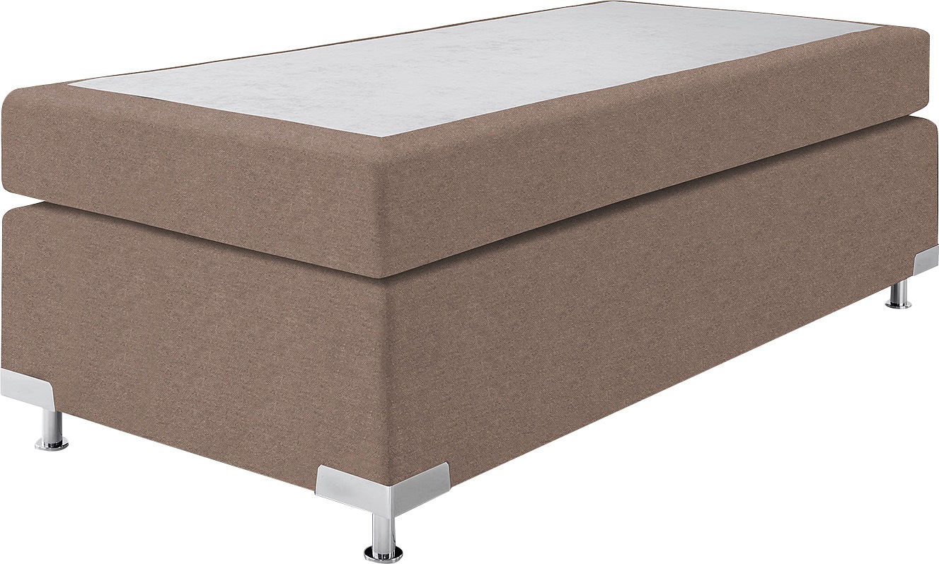Westfalia Schlafkomfort, Boxspringbett »Holland« ohne Kopfteil, frei im Raum stellbar, dark beige, Strukturstoff (77% Polyester und 23% Viskose), 
