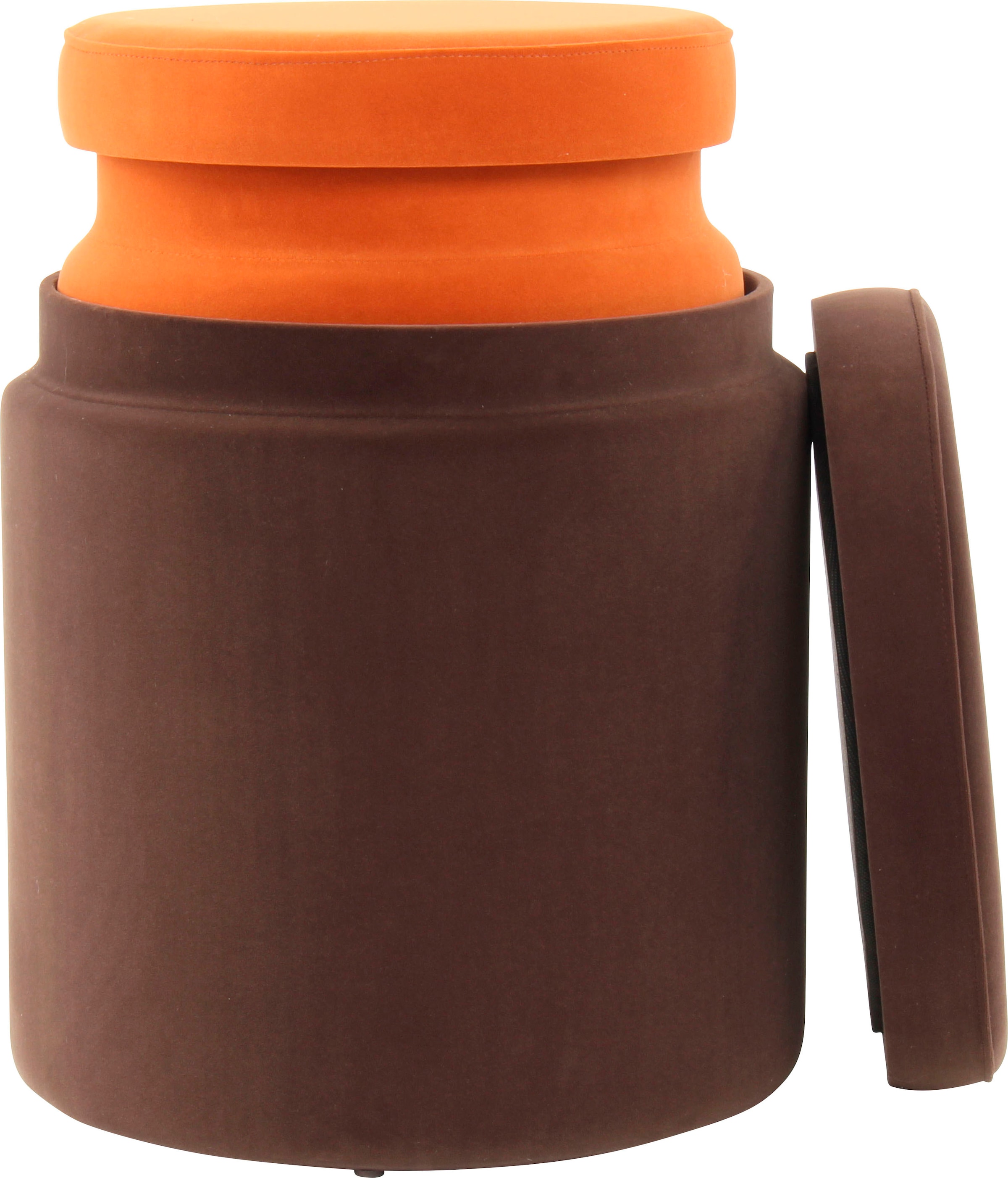 Kayoom Stauraumhocker »Hocker Zora 225 2er-Set, samtweicher Stoffbezug,runde elegante Form«, (Set, 2 St.), samtweich, gepolstert, mit Stauraum, weiche Polsterung
