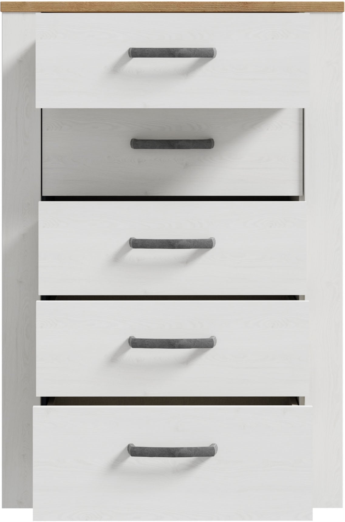 FORTE Kommode »Bohol« B/H/T71,7/106,2/42 cm, 5 Schubkästen, Landhaus