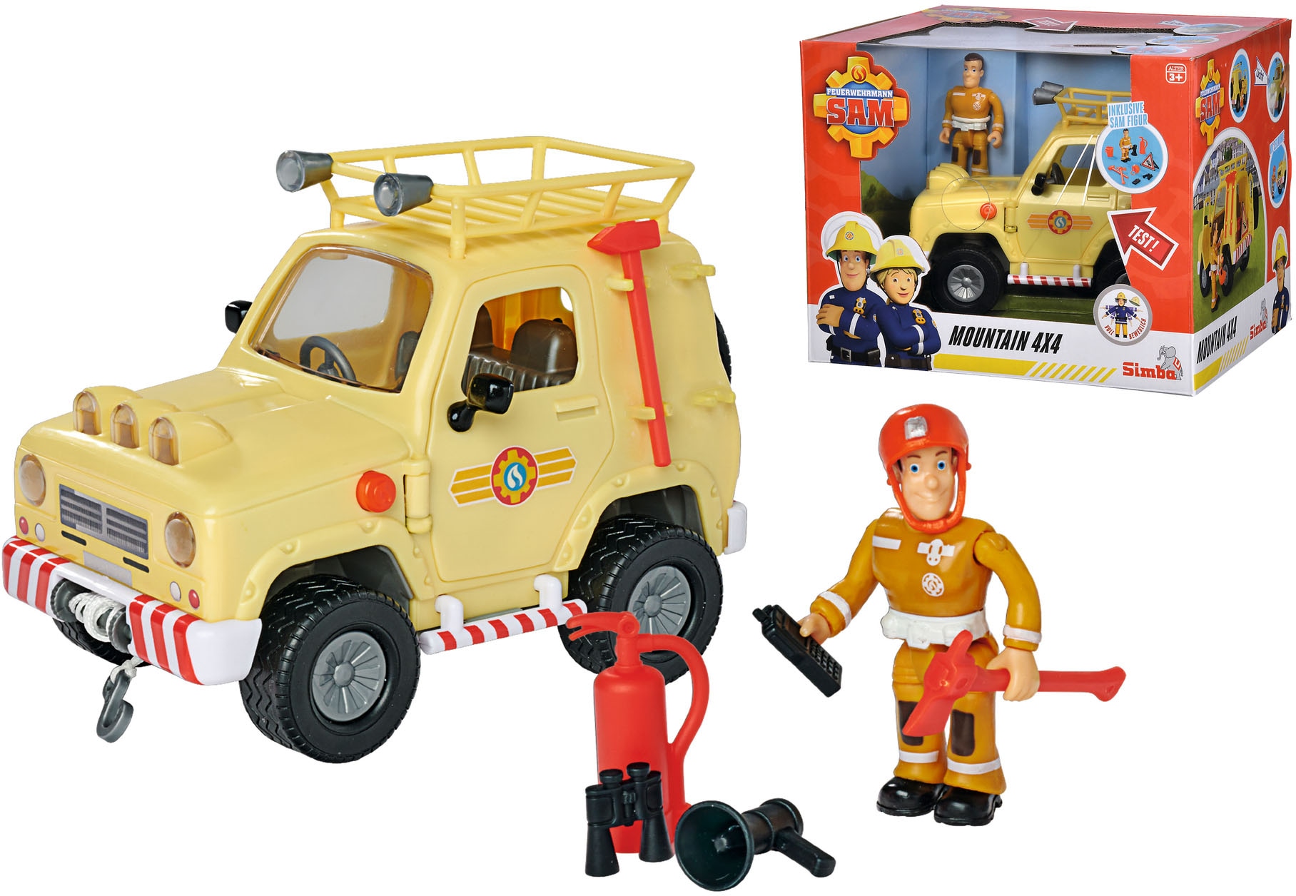 SIMBA Spielzeug-Auto »Feuerwehrmann Sam, 4x4 Geländewagen«, mit Lichteffekten