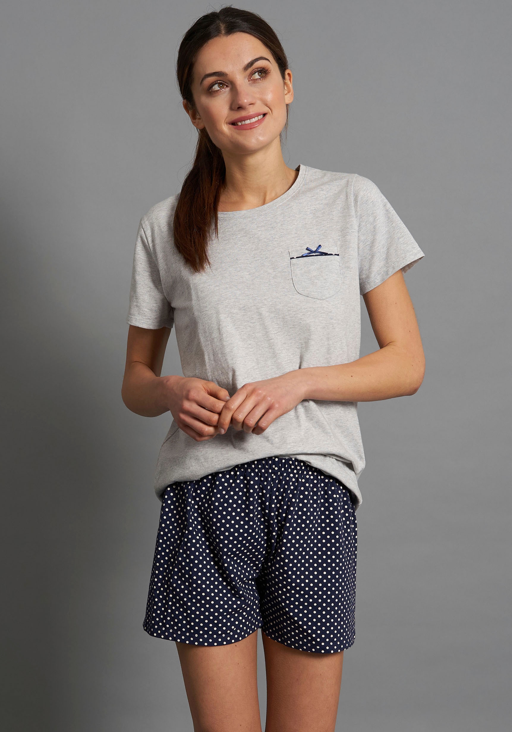 TOM TAILOR Shorty, Kurzam-Pyjama mit gepunkteter Hose bei ♕