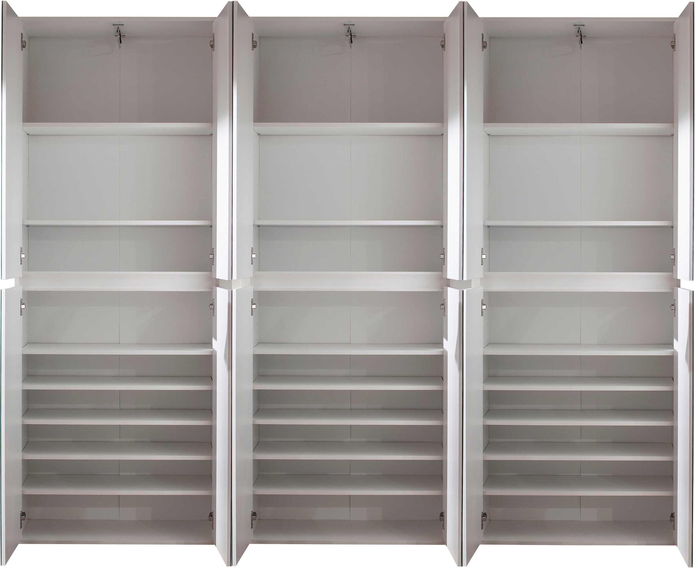 INOSIGN Garderoben-Set »Malcesine«, (3 St.), 3 Mehrzweckschränke mit Spiegelglasfronten - (B/T/H) 222/34/191 cm