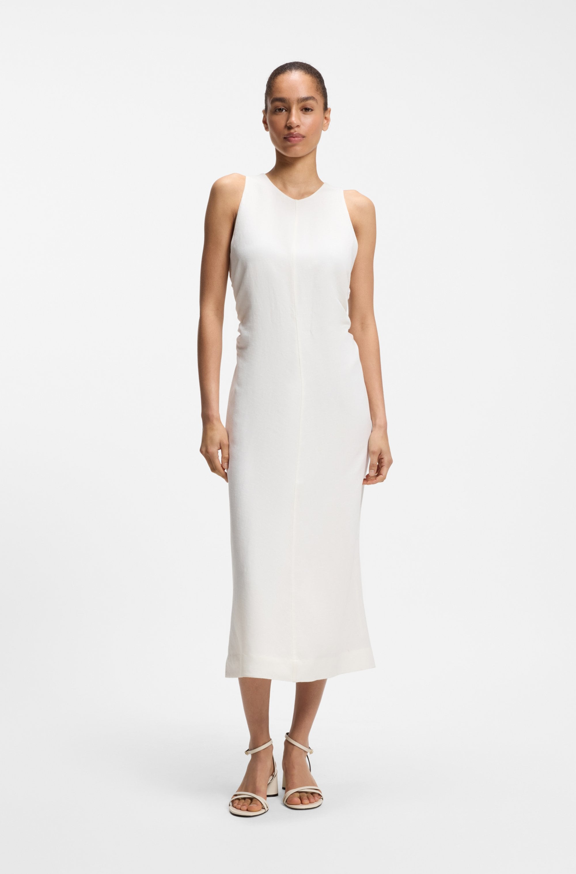BOSS ORANGE Sommerkleid »Delinna Premium Damenmode« aus softem Leinen-Mix