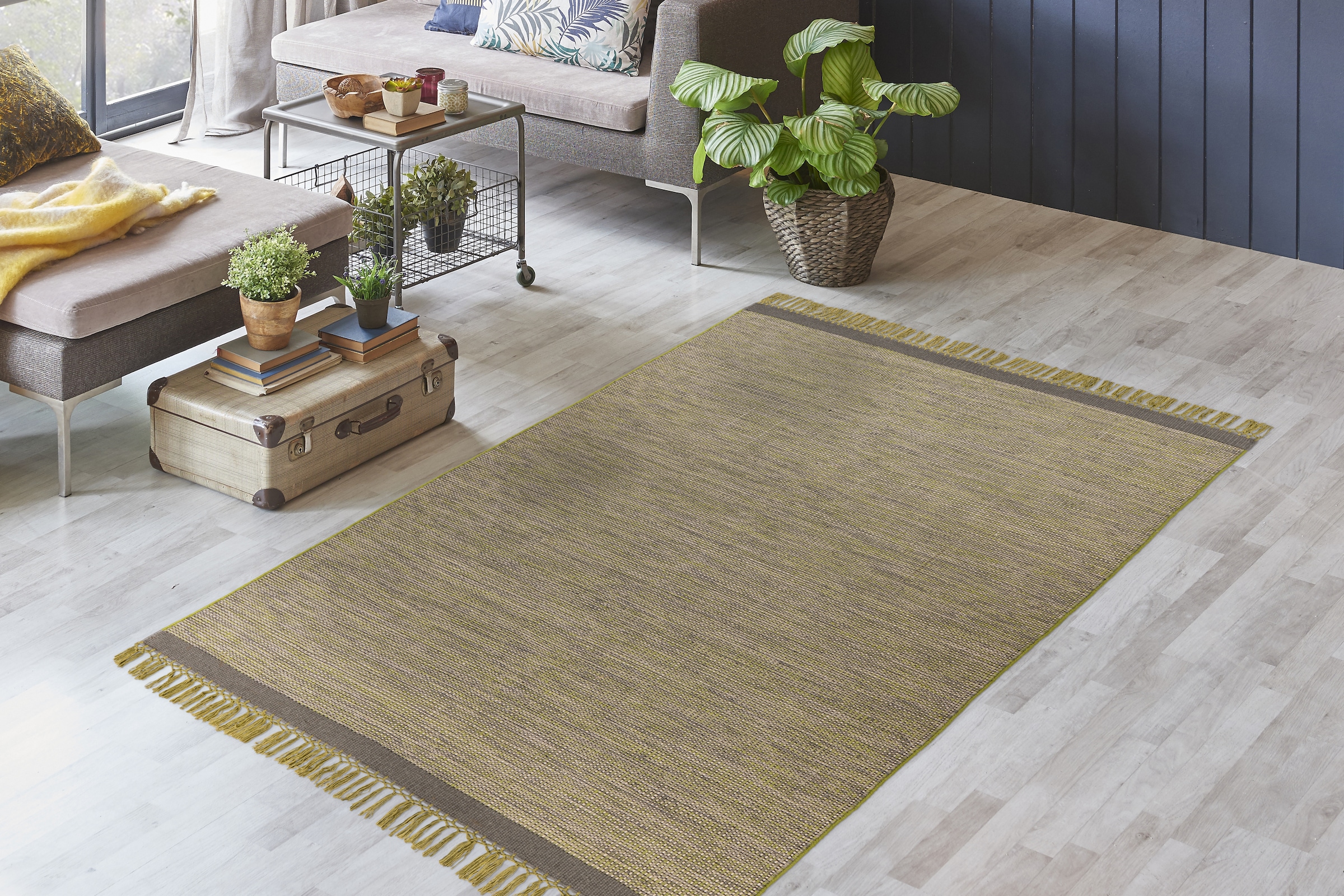 Arte Espina Teppich »Nomad 8064« rechteckig 11 mm Höhe Handgemachter Fransenteppich in neutralem Design