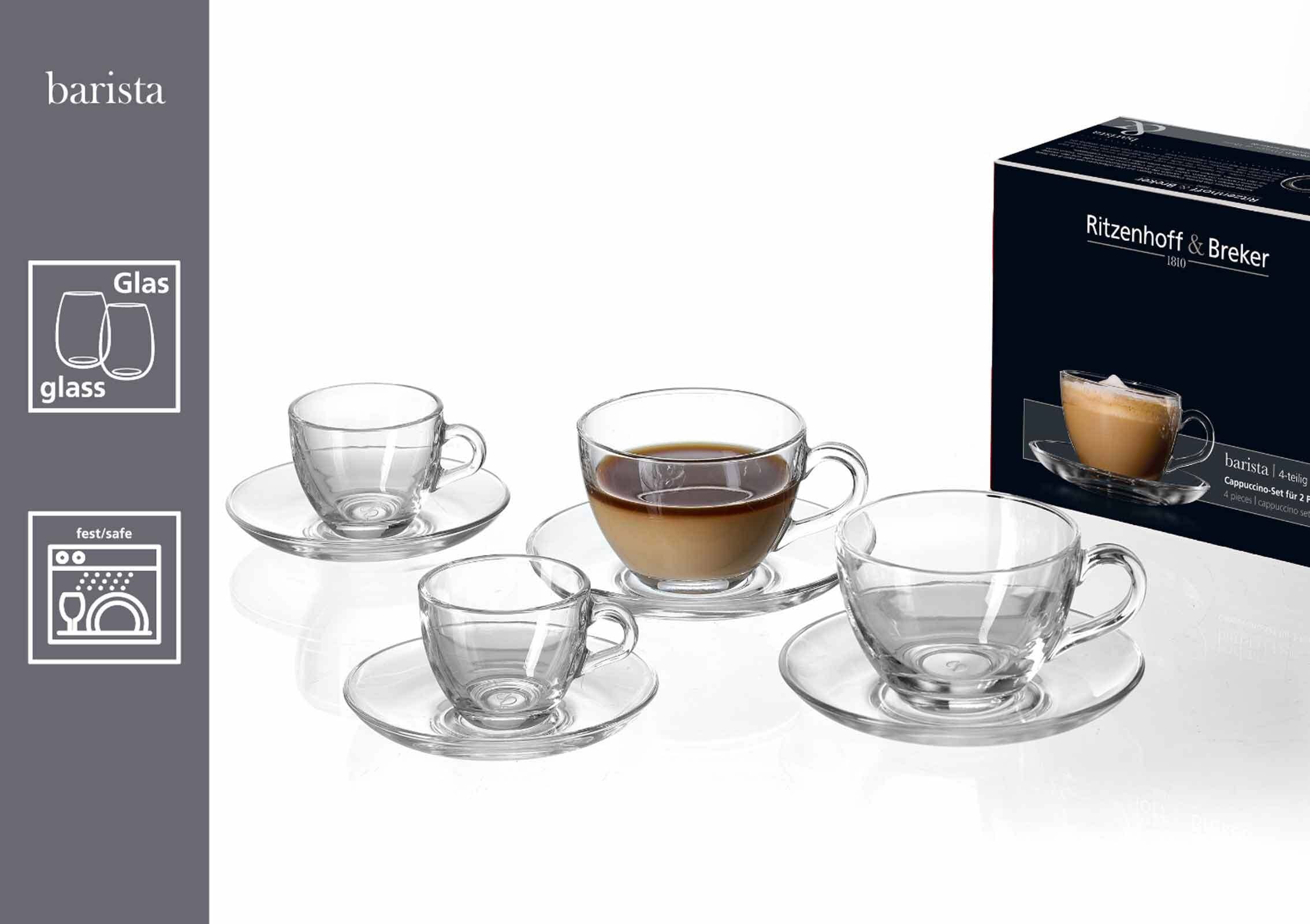 Ritzenhoff & Breker Espressoglas »Espresso-Set Barista 80 ml 6er Set transparent« Spülmaschinenfest