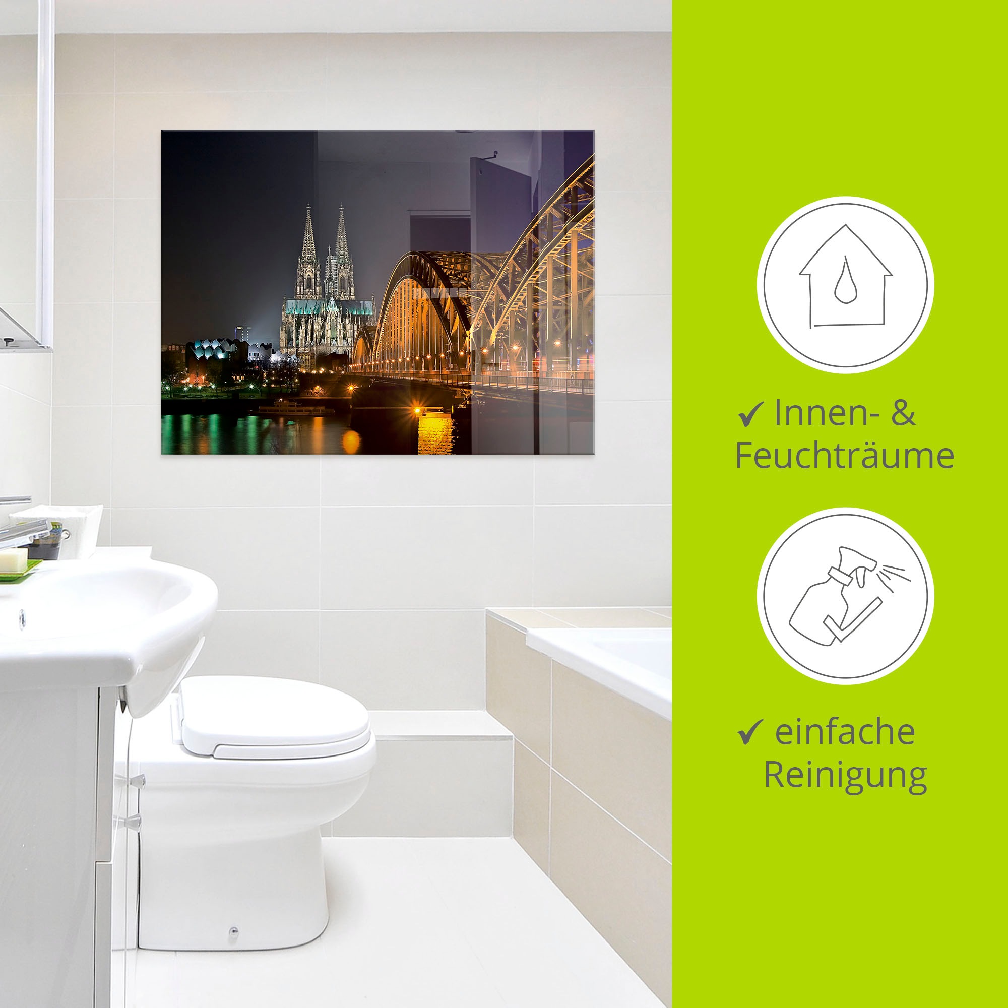 Artland Glasbild »Kölner Dom mit Brücke«, Deutschland, (1 St.), in verschiedenen Größen