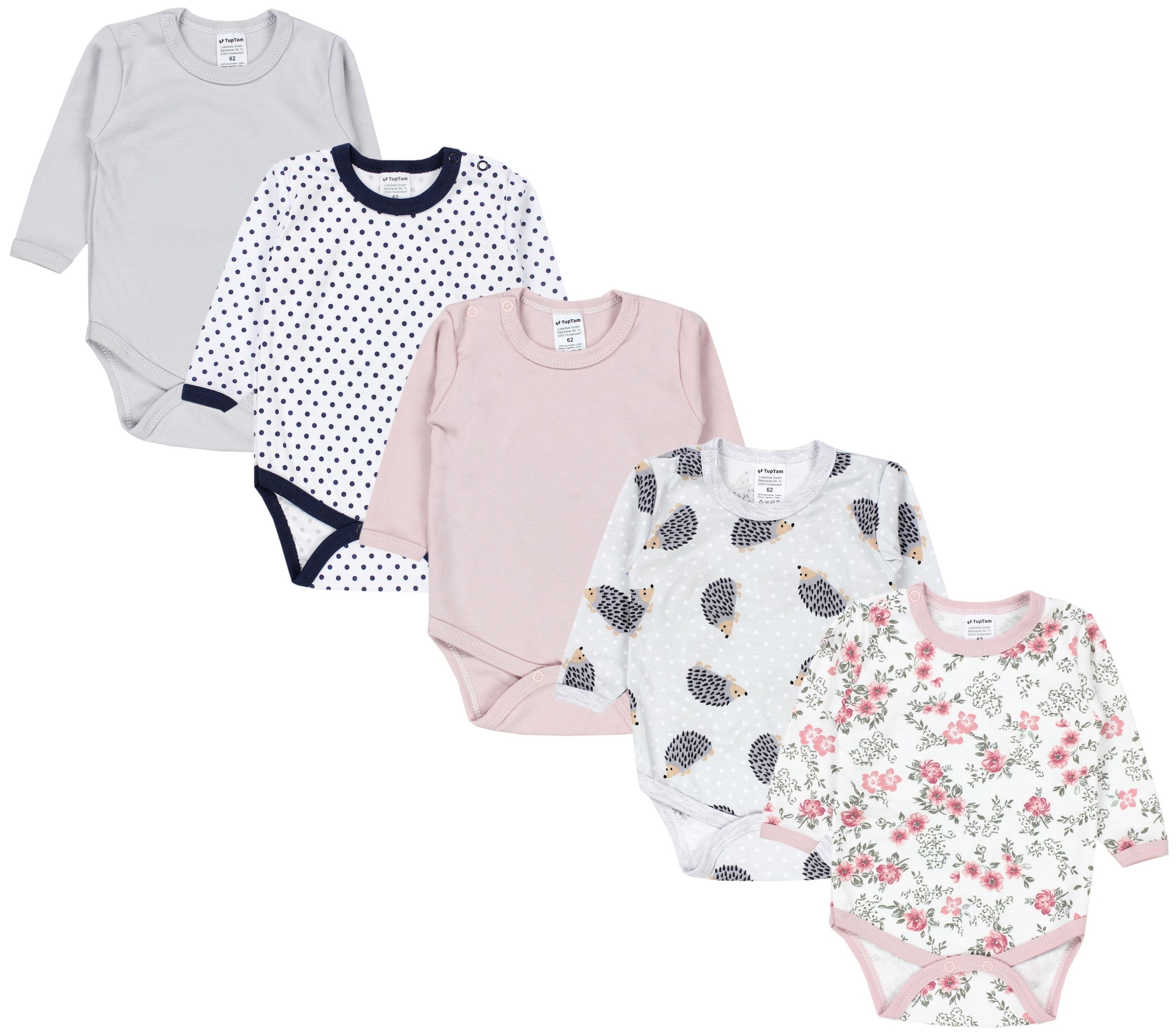 TupTam Langarmbody »Body Mädchen Baby Body Langarm Unifarben 5er Pack«