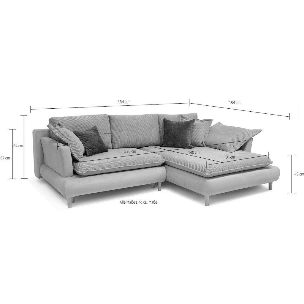 COLLECTION AB Ecksofa »Mandela L-Form«, mit Bettfunktion und Bettkasten