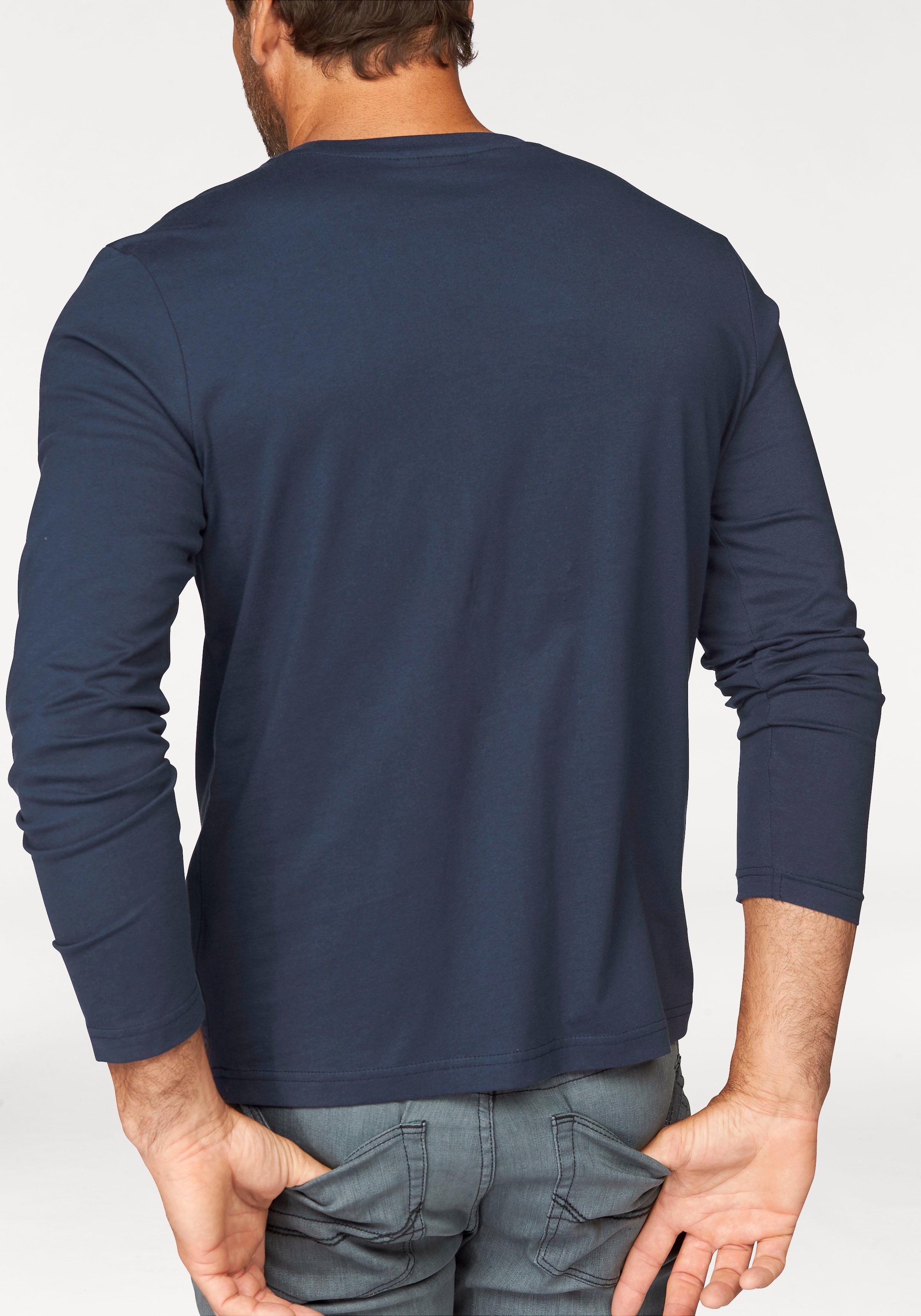 Man's World Langarmshirt »neue Farbe !«, (3er-Pack), Langarm, unifarben, aus Baumwolle, im 3er-Pack