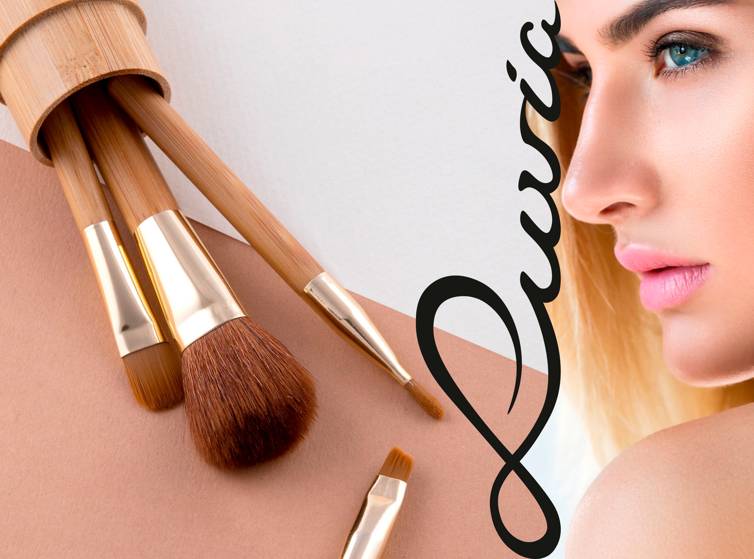 Luvia Cosmetics Kosmetikpinsel-Set »Travel Bamboo Tube«, (4 tlg.), 4 Pinsel aus Nurai-Haar, vegan, in Reisegröße, mit Pinselhalter.