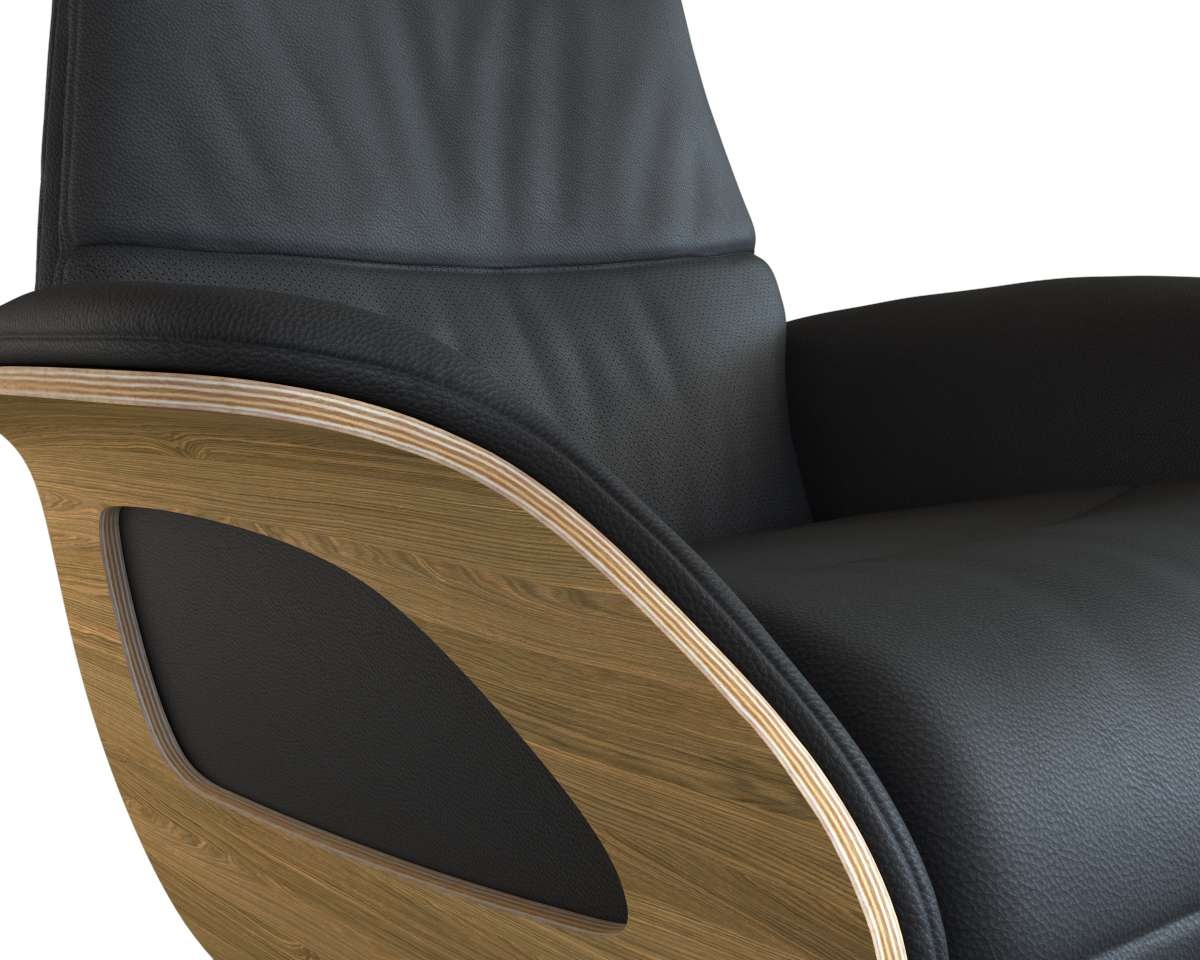 FLEXLUX Relaxsessel »Clement elektrischer Funktionsessel«, Größe M, Rücken & Fußteil elektrisch, Akku, Arml. Eiche, Fuß Alu