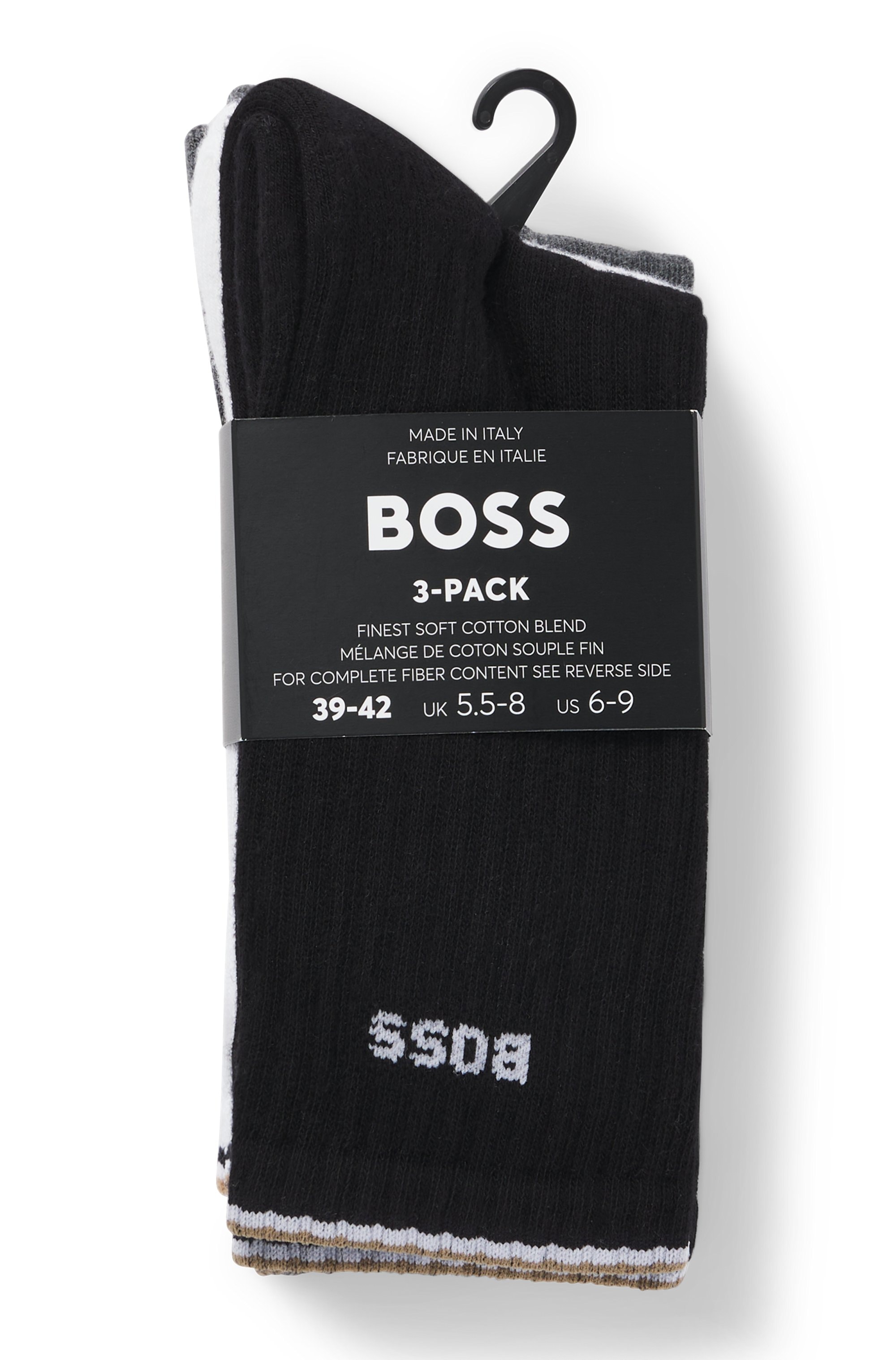 BOSS Socken »Rib Stripe« 3 Paar tlg. Rippstrick, verstärkte Fersen- und Zehenpartie