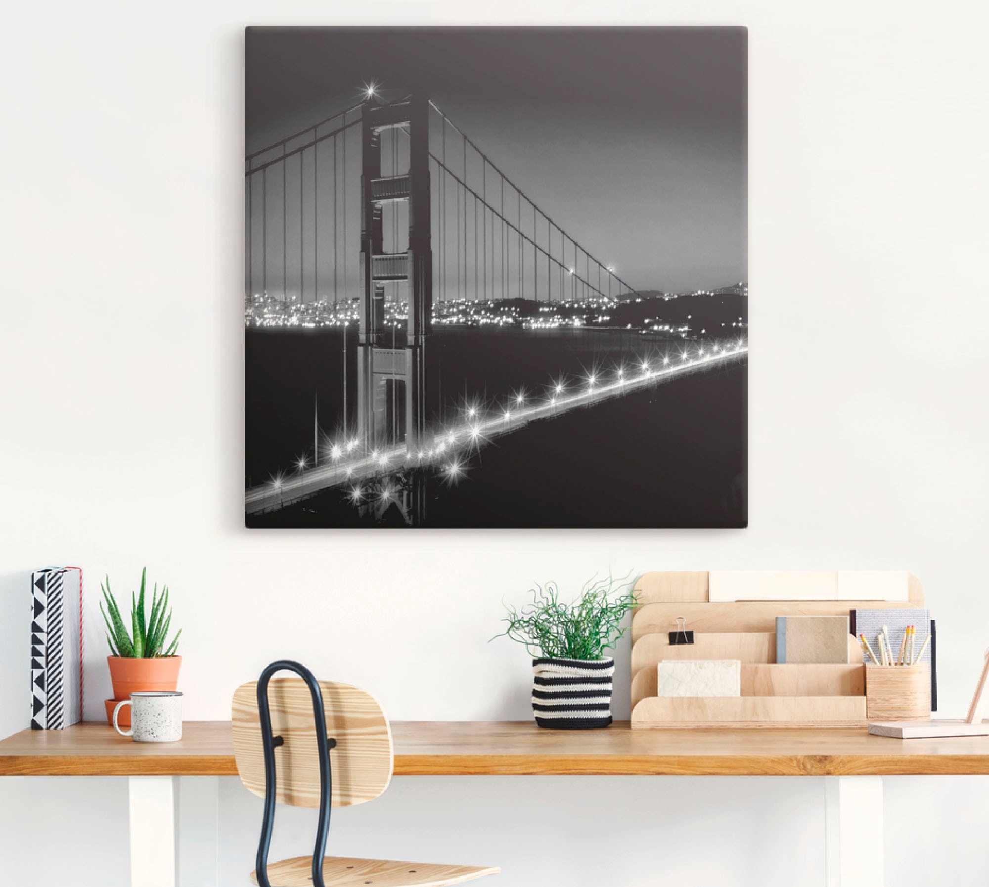 Artland Leinwandbild »Golden Gate Bridge am Abend I«, Amerika, (1 St.), auf Keilrahmen gespannt