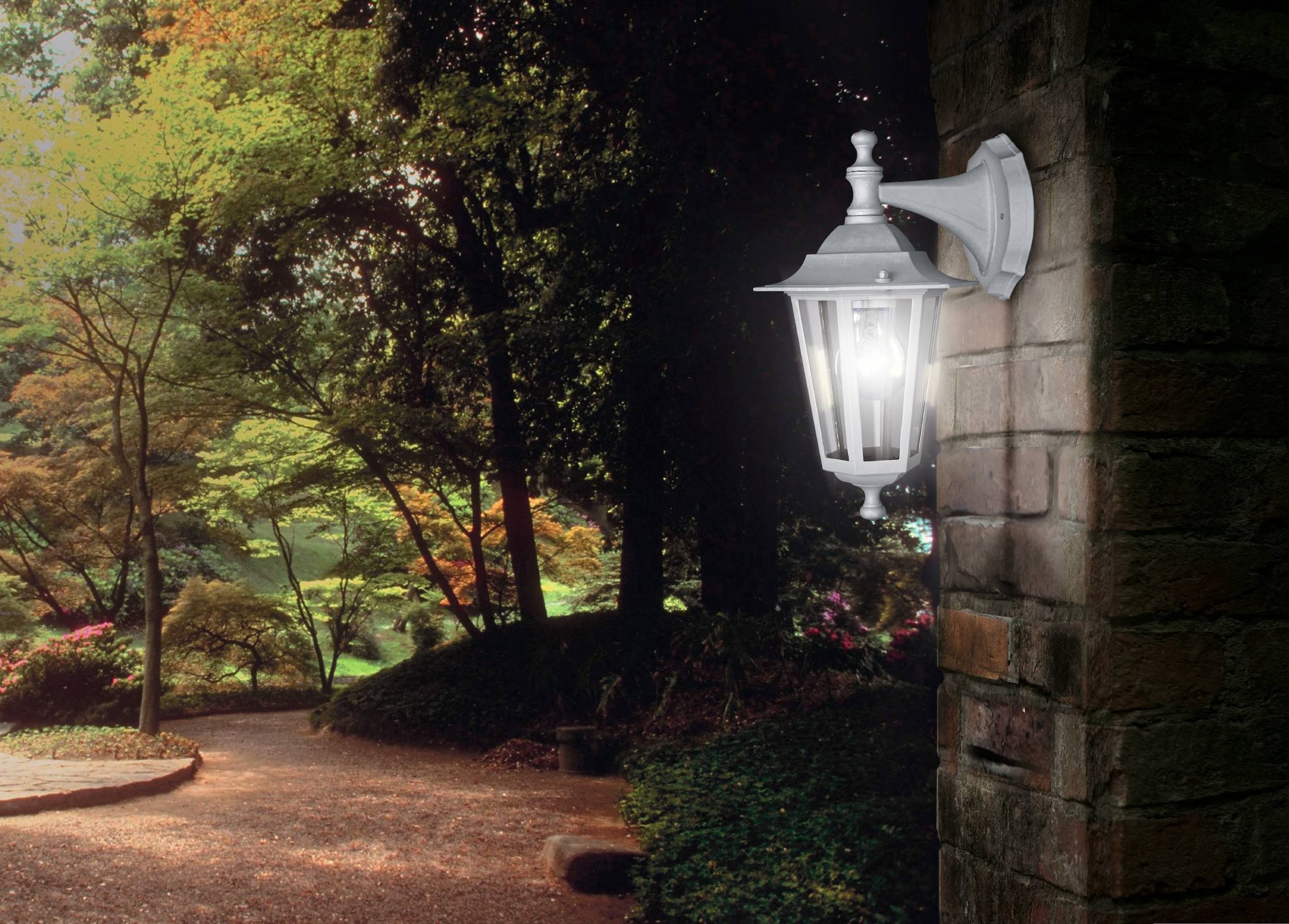 EGLO LED Wandleuchte »LATERNA 5 L16,5 x H35 x AL21 cm, spritzwassergeschützte Lampe« E27 1 Stk. Außen-Wandlampe, Wandleuchte, Weiß, E27, IP44, L16,5 x H35 x AL21 cm