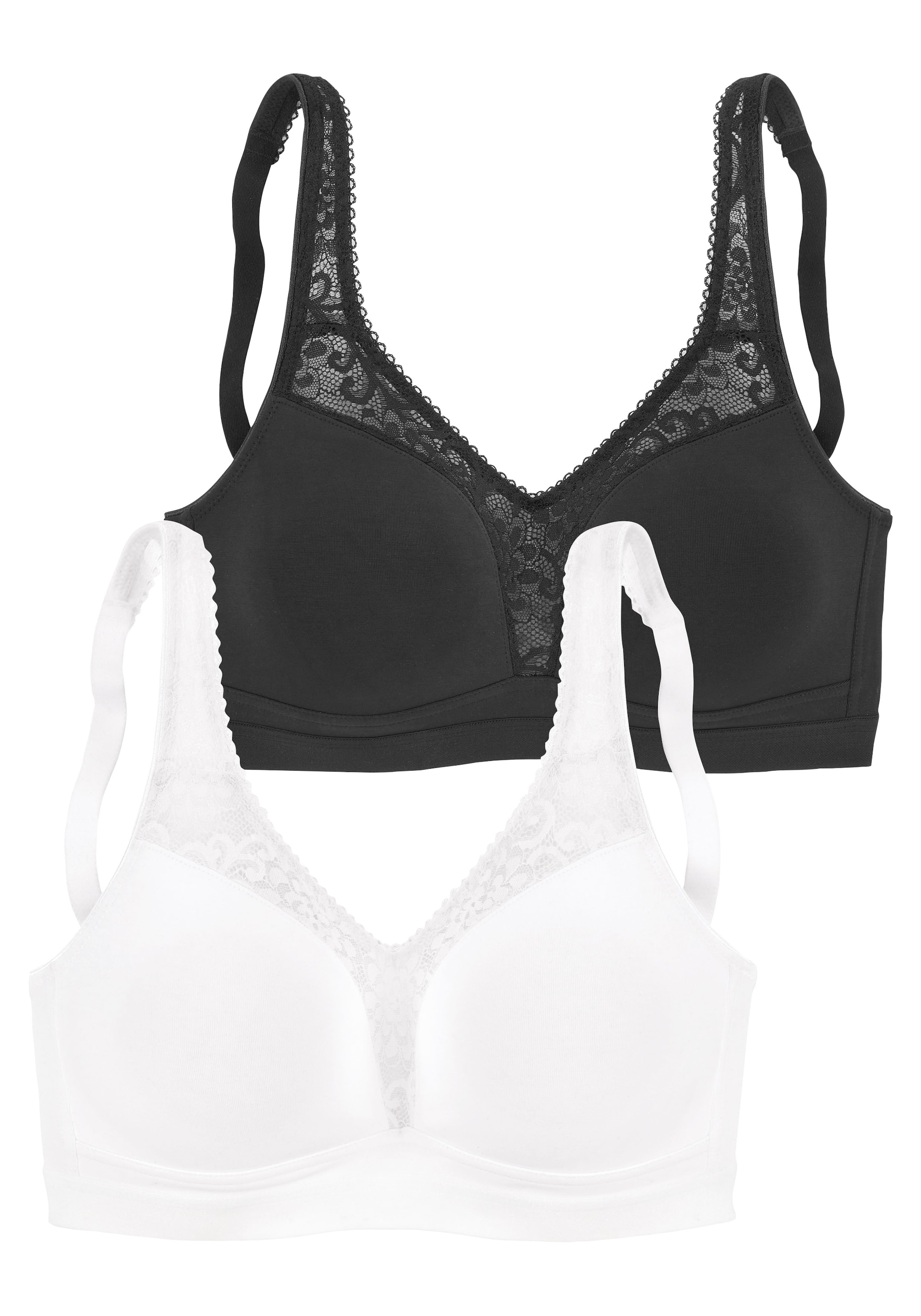 petite fleur Entlastungs-BH, ohne Bügel mit femininer Spitze im Doppelpack