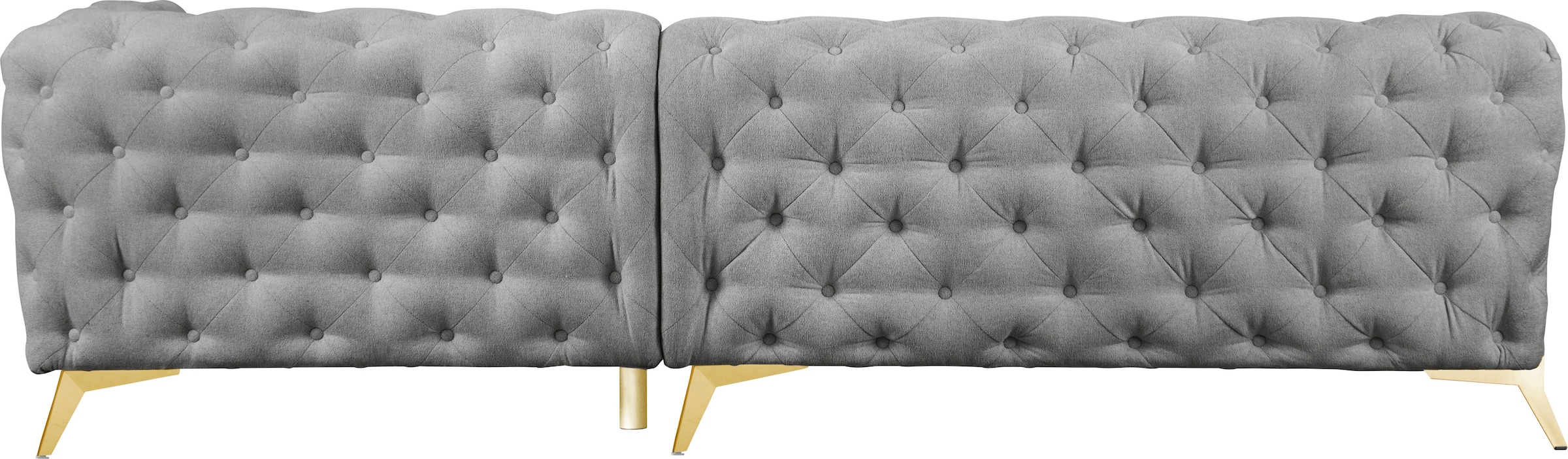 Leonique Chesterfield-Sofa »Amaury L-Form«, großes Ecksofa, Chesterfield-Optik, Breite 323 cm, Fußfarbe wählbar