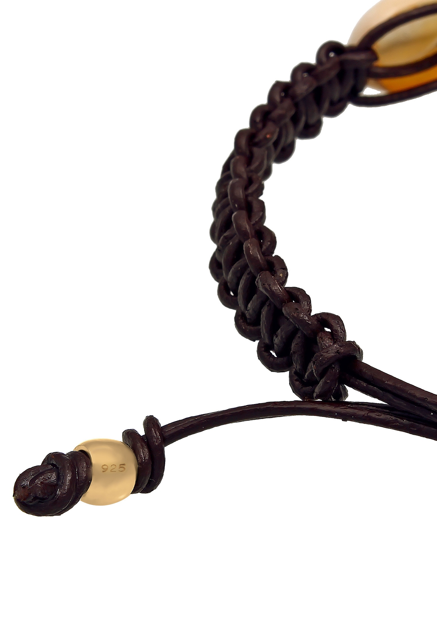 Kuzzoi Lederarmband »Armband Herren Kauri Muscheln Knoten Leder 925 Silber«