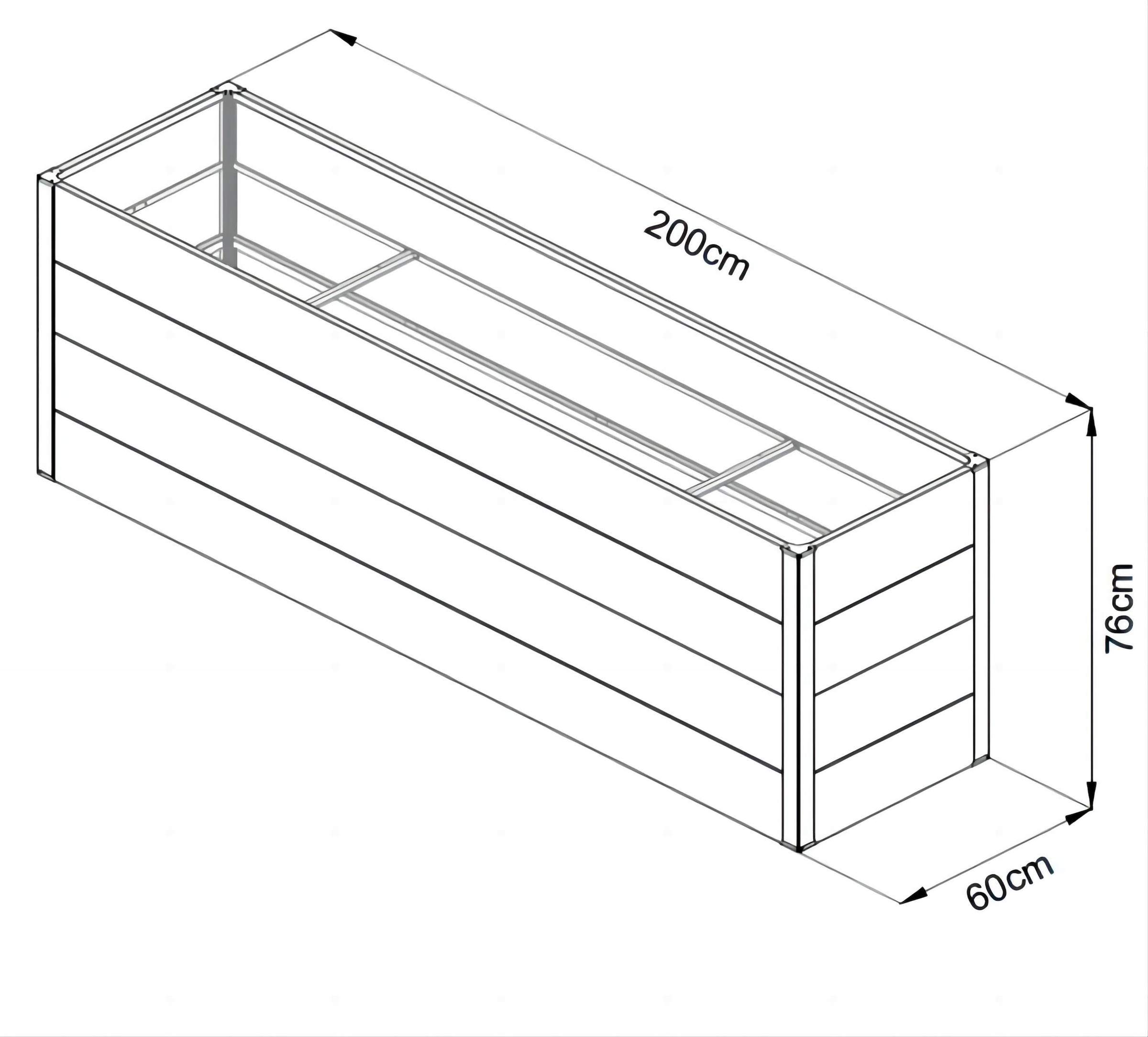 KONIFERA Hochbeet, BxTxH: 200x60x76 cm, 900 l