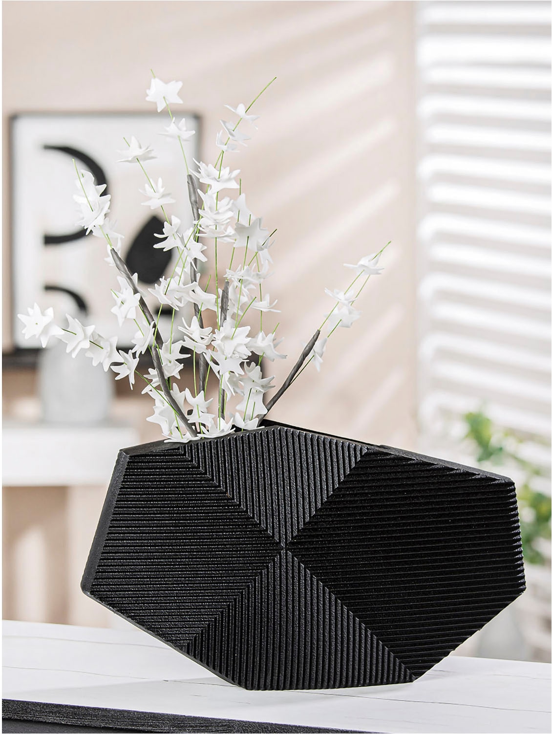 Casablanca by Gilde Tischvase »Vase Heptagon, schwarz«, (1 St.), wasserdicht