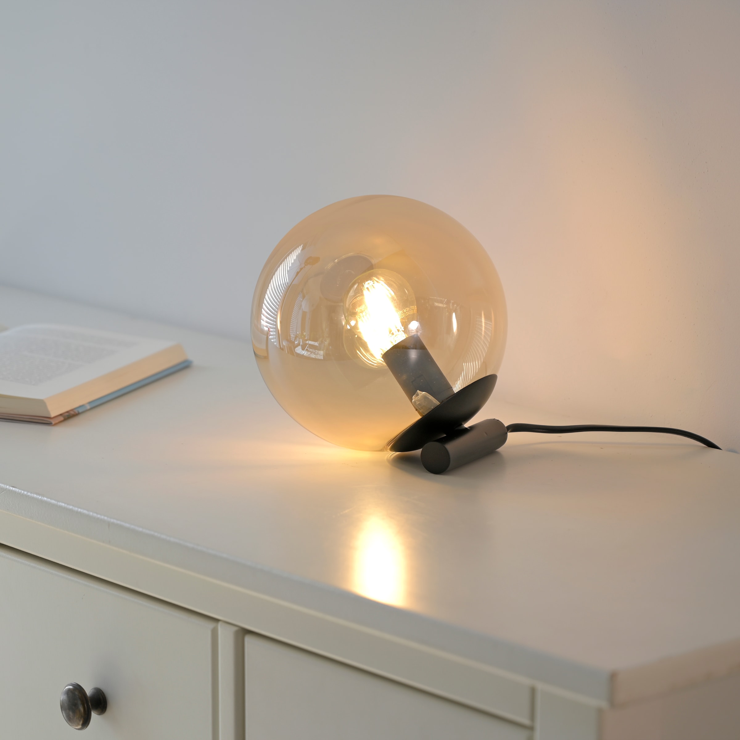 my home Tischleuchte »Nymölla« E14 Tischleuchte mit großer Glaskugel, amberfarben oder opal matt weiß