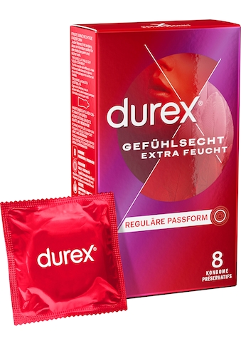 durex Kondome »Gefühlsecht Extra Feucht«, (Packung, 8 St.), dünn für ein intensives... kaufen