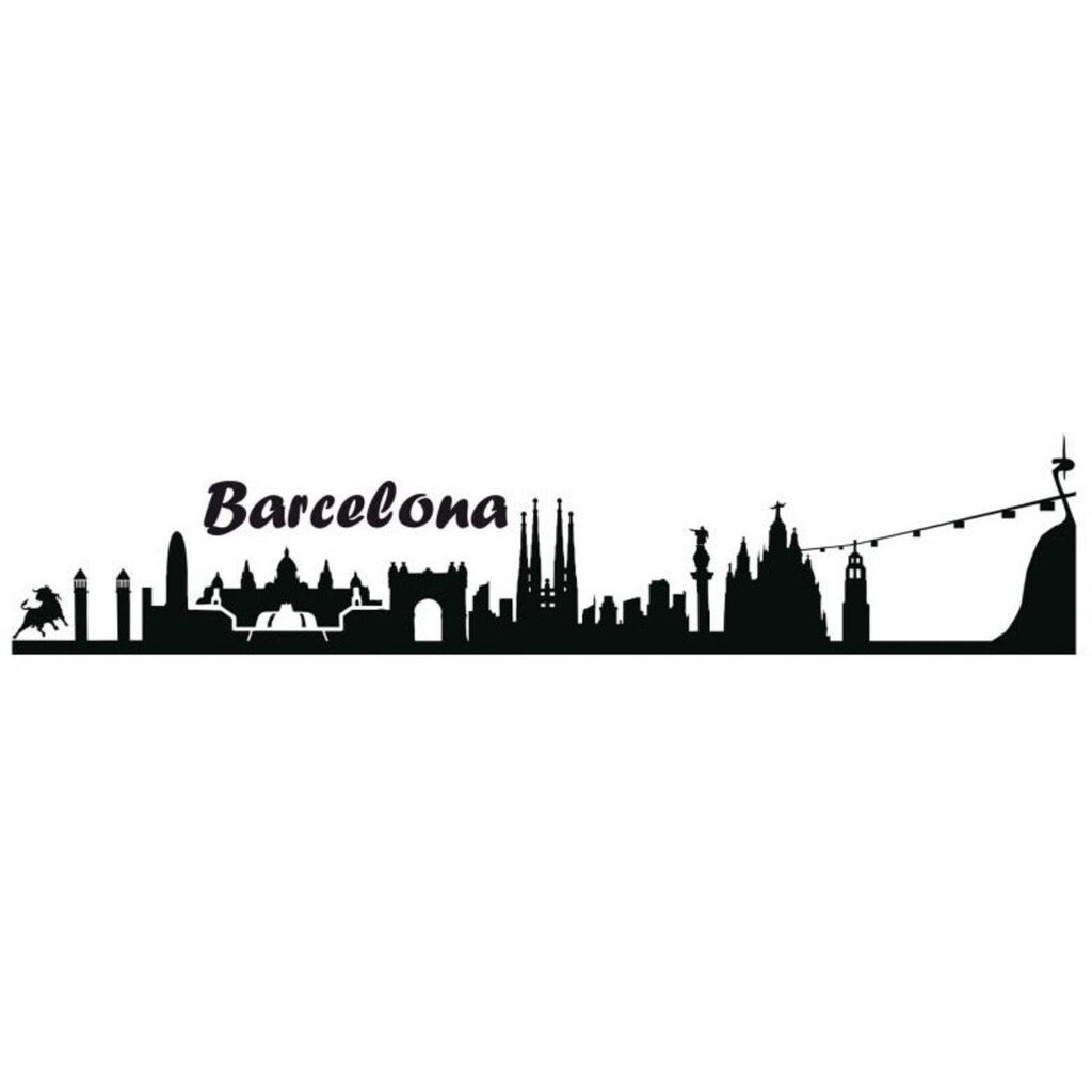 Wall-Art Wandtattoo »Stadt Skyline Barcelona 100cm«, (1 St.)