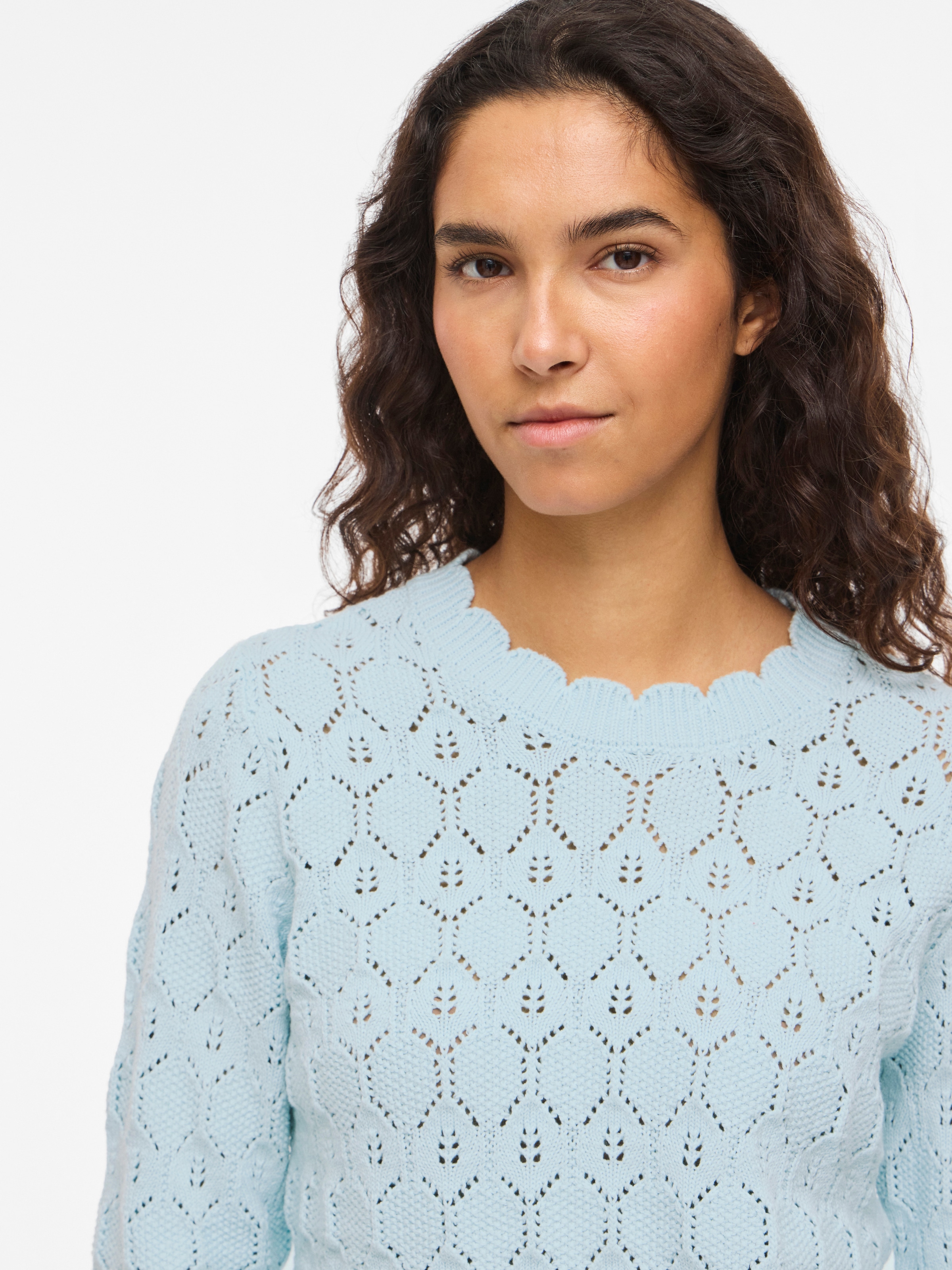 Vila Rundhalspullover »VILOWEN L/S POINTELLE KNIT TOP/PB«