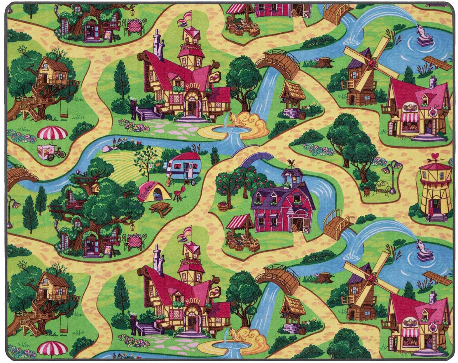 Primaflor-Ideen in Textil Kinderteppich »Spielteppich CANDY TOWN«, rechteckig, 6,5 mm Höhe, Kurzflor, Straßen-Spiel-Teppich, Kinderzimmer