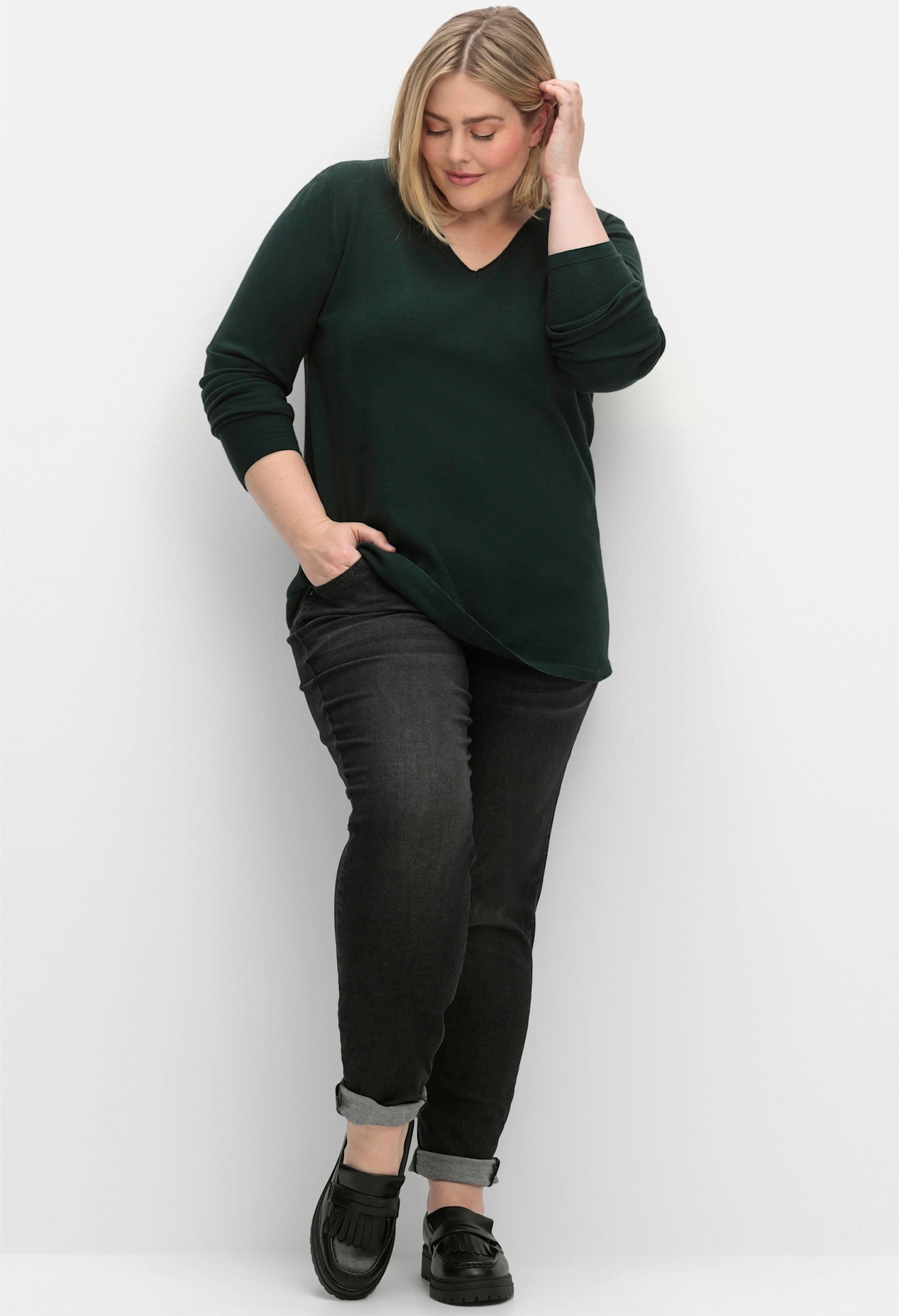 Sheego V-Ausschnitt-Pullover »V-Ausschnitt-Pullover«