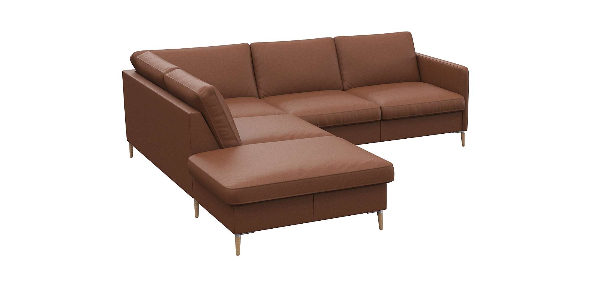 FLEXLUX Ecksofa »Fiore, L-Form, super bequem durch Kaltschaum im Sitz«, schmale Armlehnen, Füße Alu/Eiche, B/T 234/225 cm