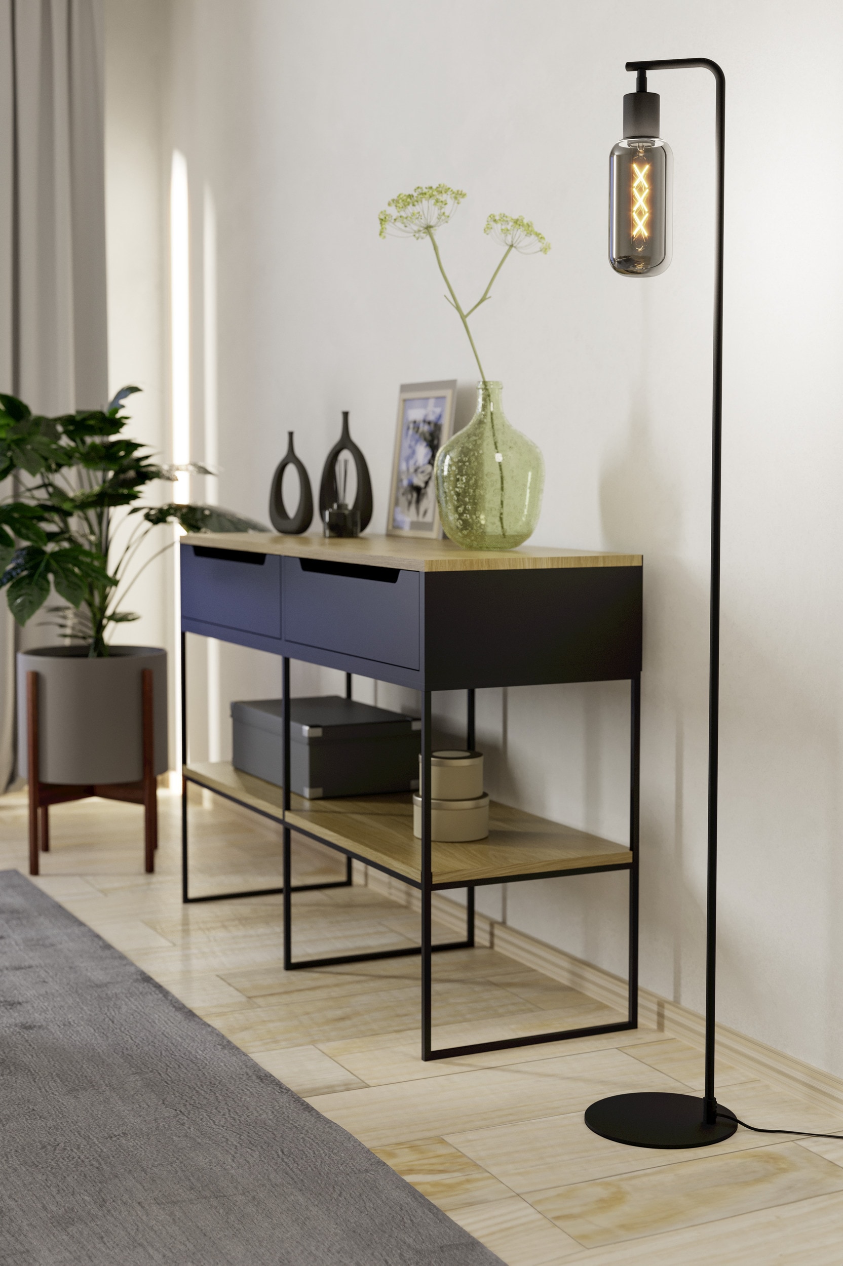 EGLO Stehlampe »MAIONE Stehlampe - Stahl - E27 - 1X4W - IP20« E27 1 Stk. Standleuchte, Leselampe, Wohzimmer, Schlafzimmer, L22 x B9 x H151 cm