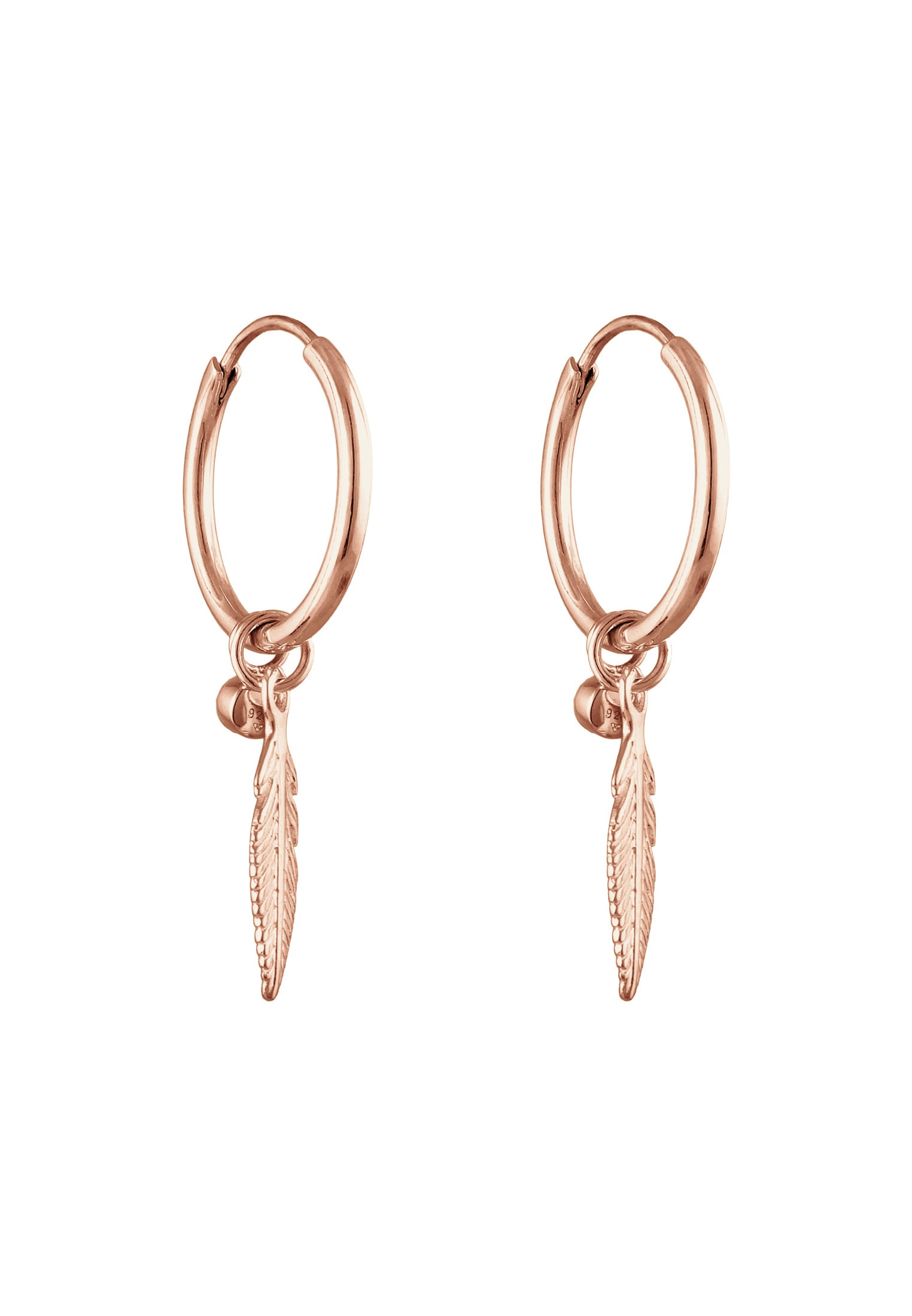 Elli Paar Creolen »Ohrringe Creole Feder Einhänger 925 Silber, mit Kristallen von Swarovski®«