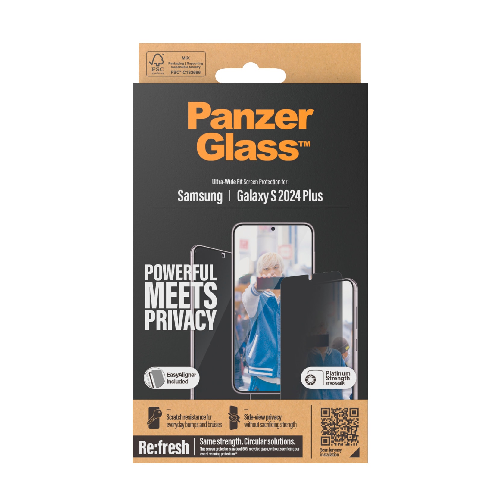 PanzerGlass Displayschutzglas »Ultra Wide Fit Privacy Screen Protector« für Samsung Galaxy S24+ Displayschutzfolie, stoßfest, kratzbeständig