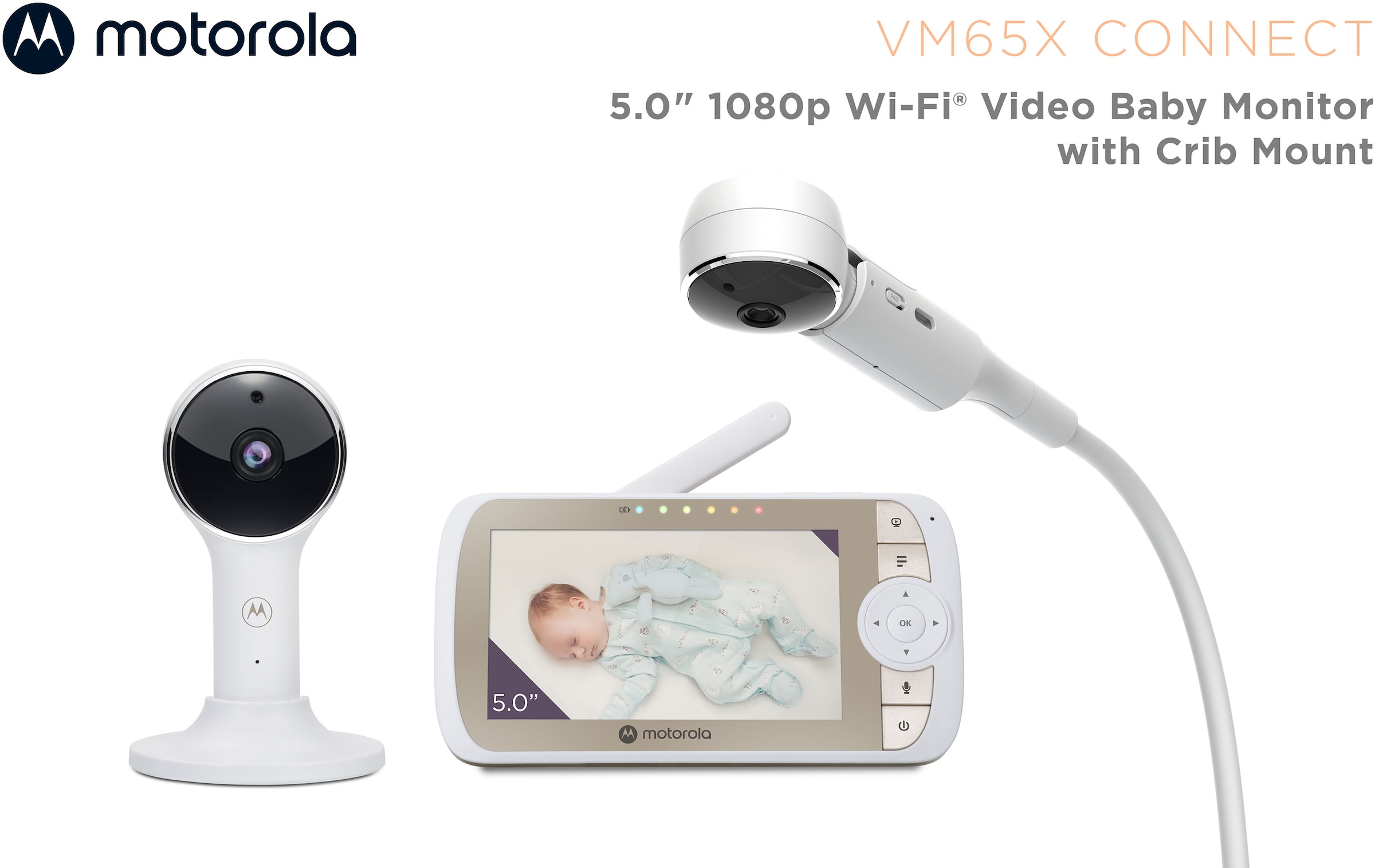 Motorola Babyphone »Video Nursery VM65X Connect WiFi«, mit Krippenhalterung