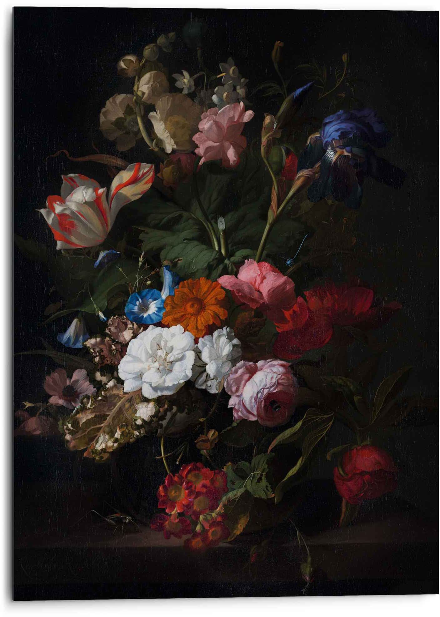 Reinders! Wandbild »Aluminium Wandbild Blumen Mauritshuis - Dunkel - Alte Meister«, Blumen, (1 St.)