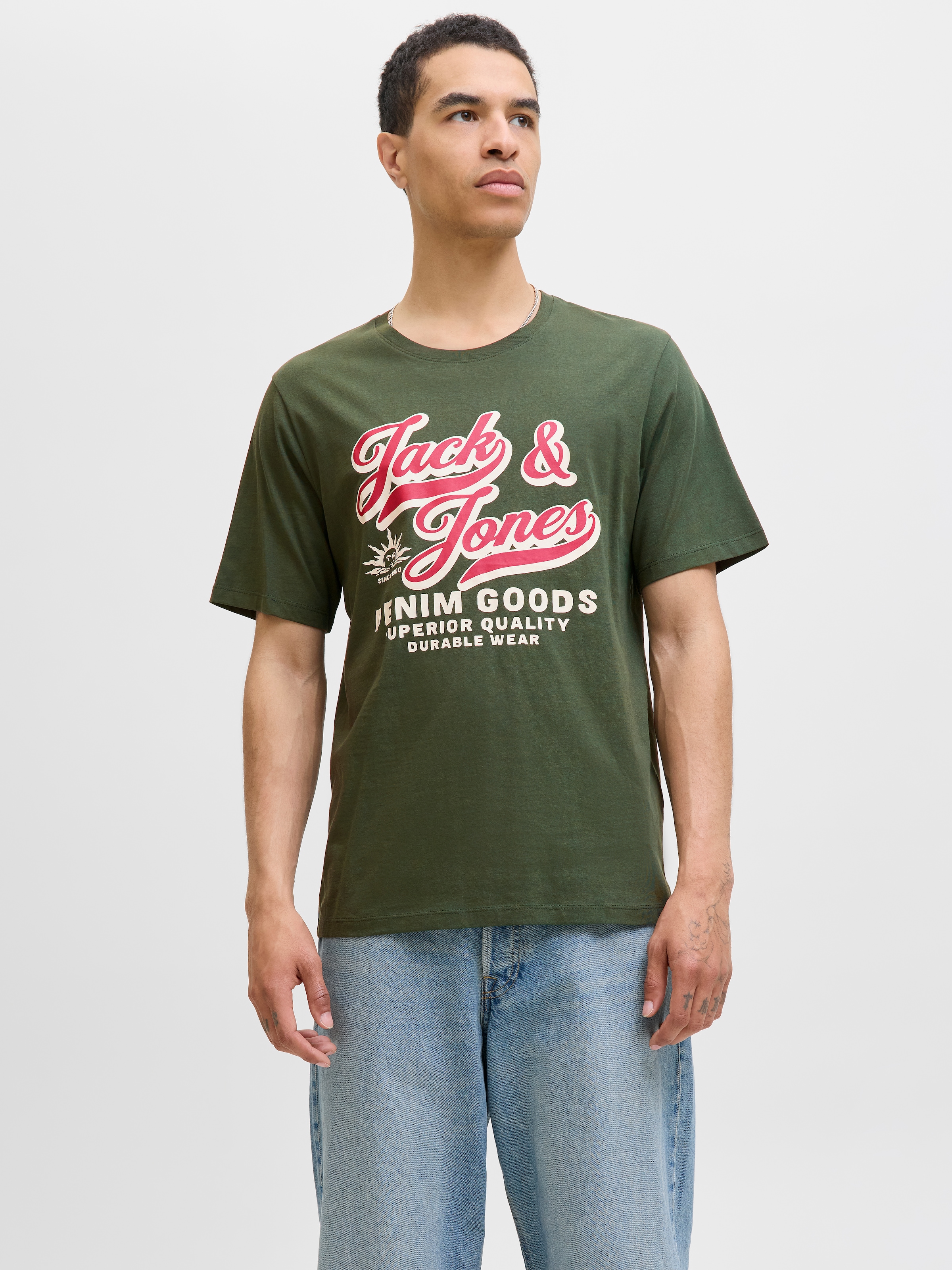 Jack & Jones Rundhalsshirt »JJELOGO TEE SS O-NECK 2 COL AW25 5PK MP«, (Packung, 5 tlg.)