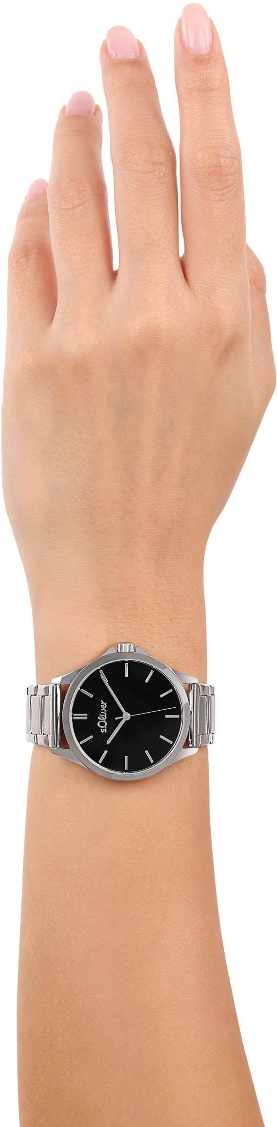 s.Oliver Quarzuhr, Armbanduhr, Damenuhr, Edelstahlarmband, analog