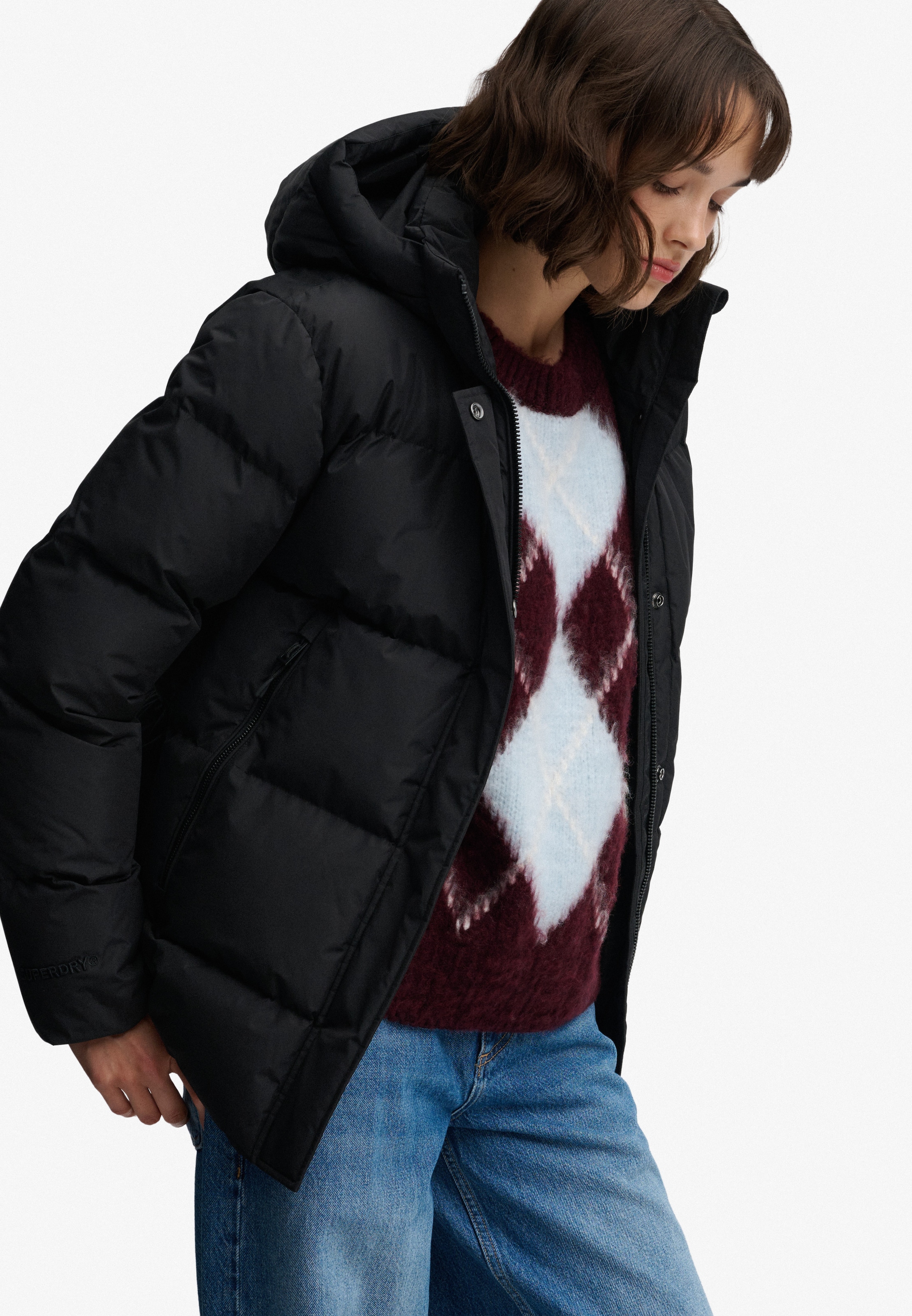 Superdry Steppjacke »HOODED 5 BAFFLE SPORTS PUFFER« mit Kapuze Kunstfaser, relaxed fit