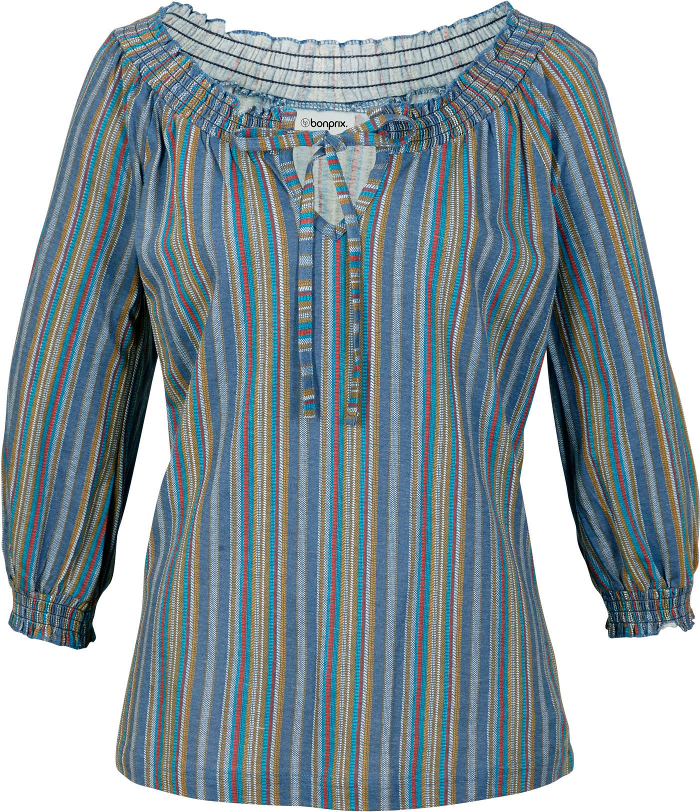 bonprix Tunikashirt »Shirt-Tunika 3/4-Arm, gestreift« lockere Passform, 3/4-Ärmel, mit Streifenmuster