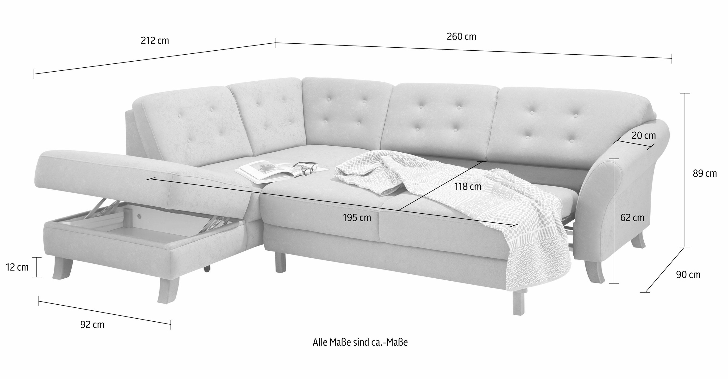 Home affaire Ecksofa »Trondheim L-Form«, mit Federkern