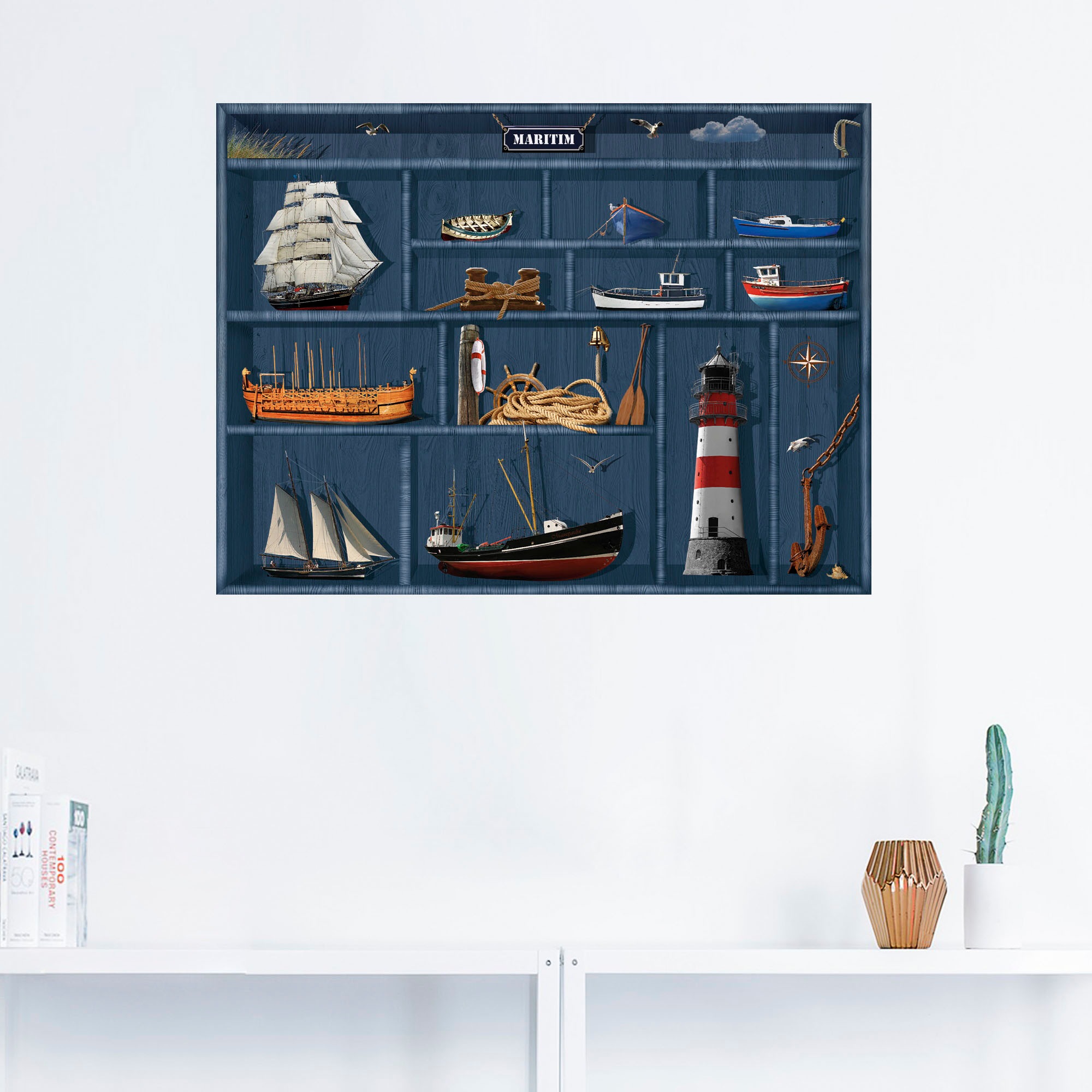 Artland Wandbild »Der maritime Setzkasten«, Arrangements, (1 St.), als Leinwandbild, Poster, Wandaufkleber in verschied. Größen