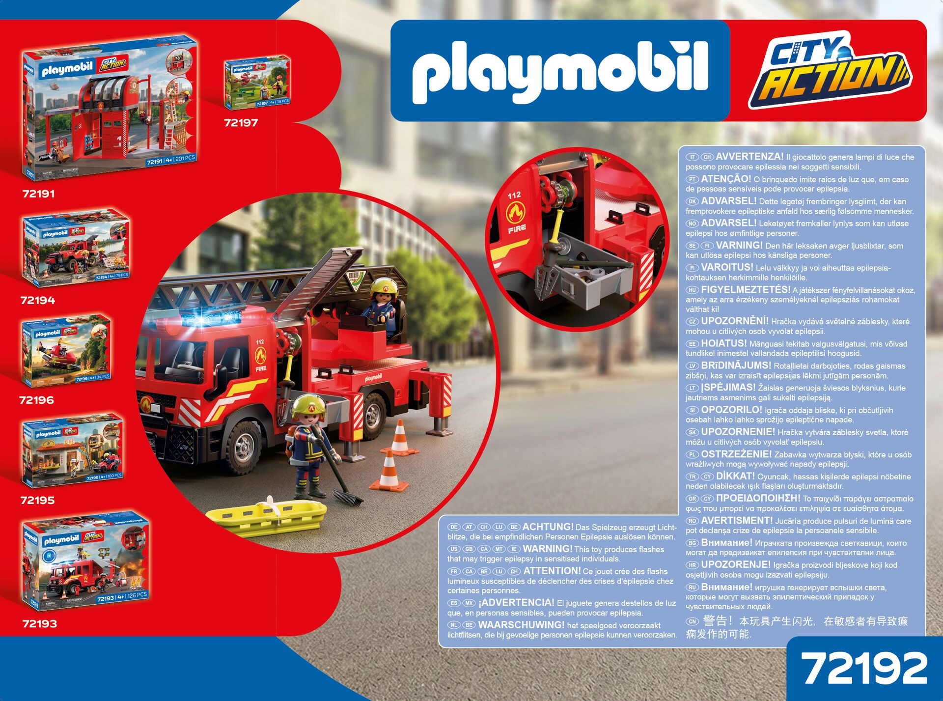 Playmobil® Konstruktions-Spielset »Feuerwehr-Leiterfahrzeug (72192), City Action« mit Licht- und Soundeffekten