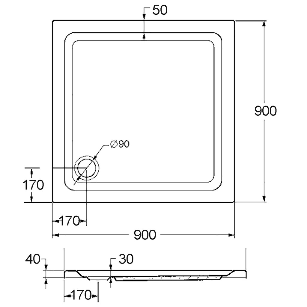 OTTOFOND Duschwanne »Set Quadratische Duschwanne«, (3 St.)